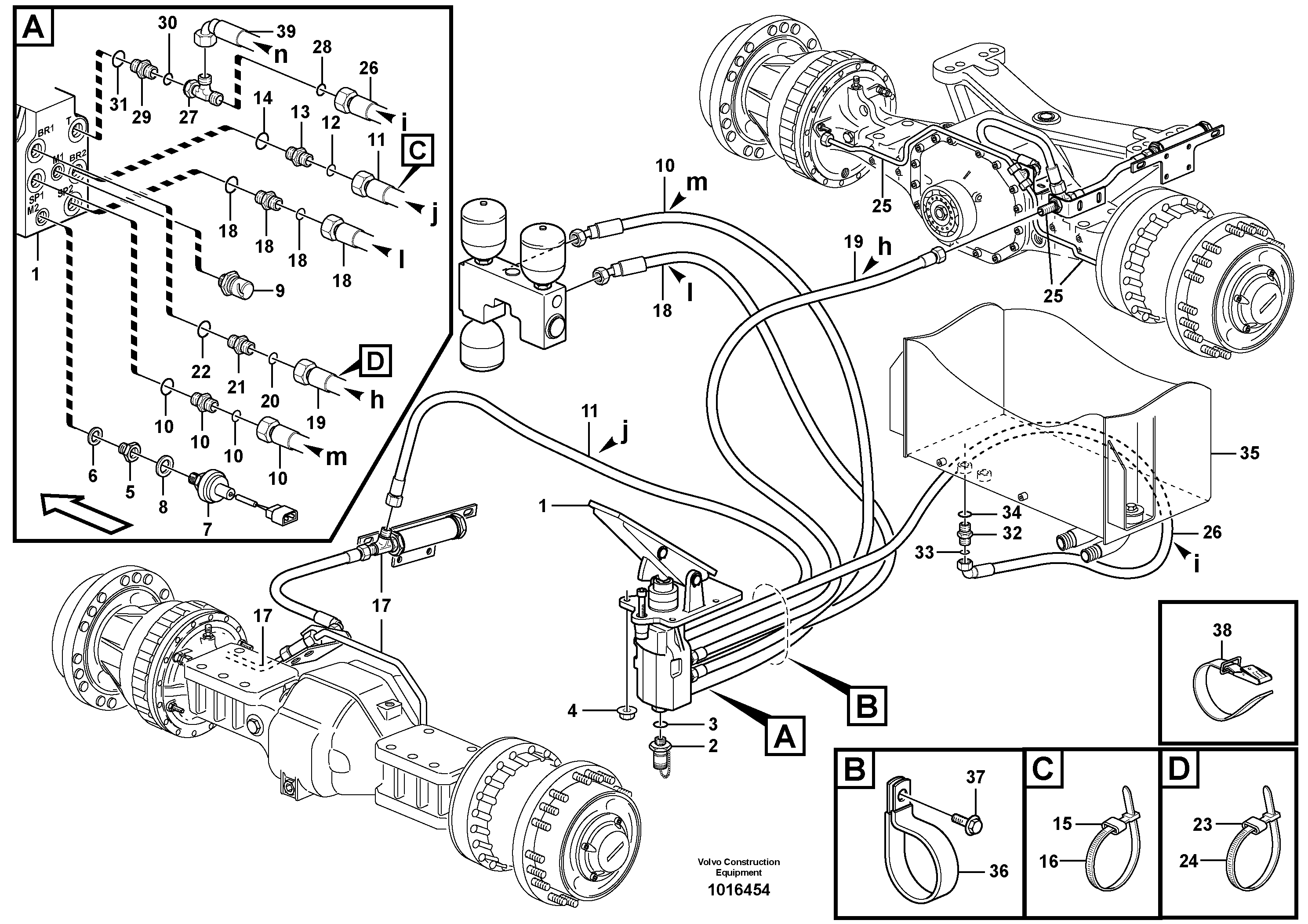 Схема запчастей Volvo L110E - 92306 Brake lines, footbrake valve - axles L110E S/N 1002 - 2165 SWE, 60001- USA,70201-70257BRA