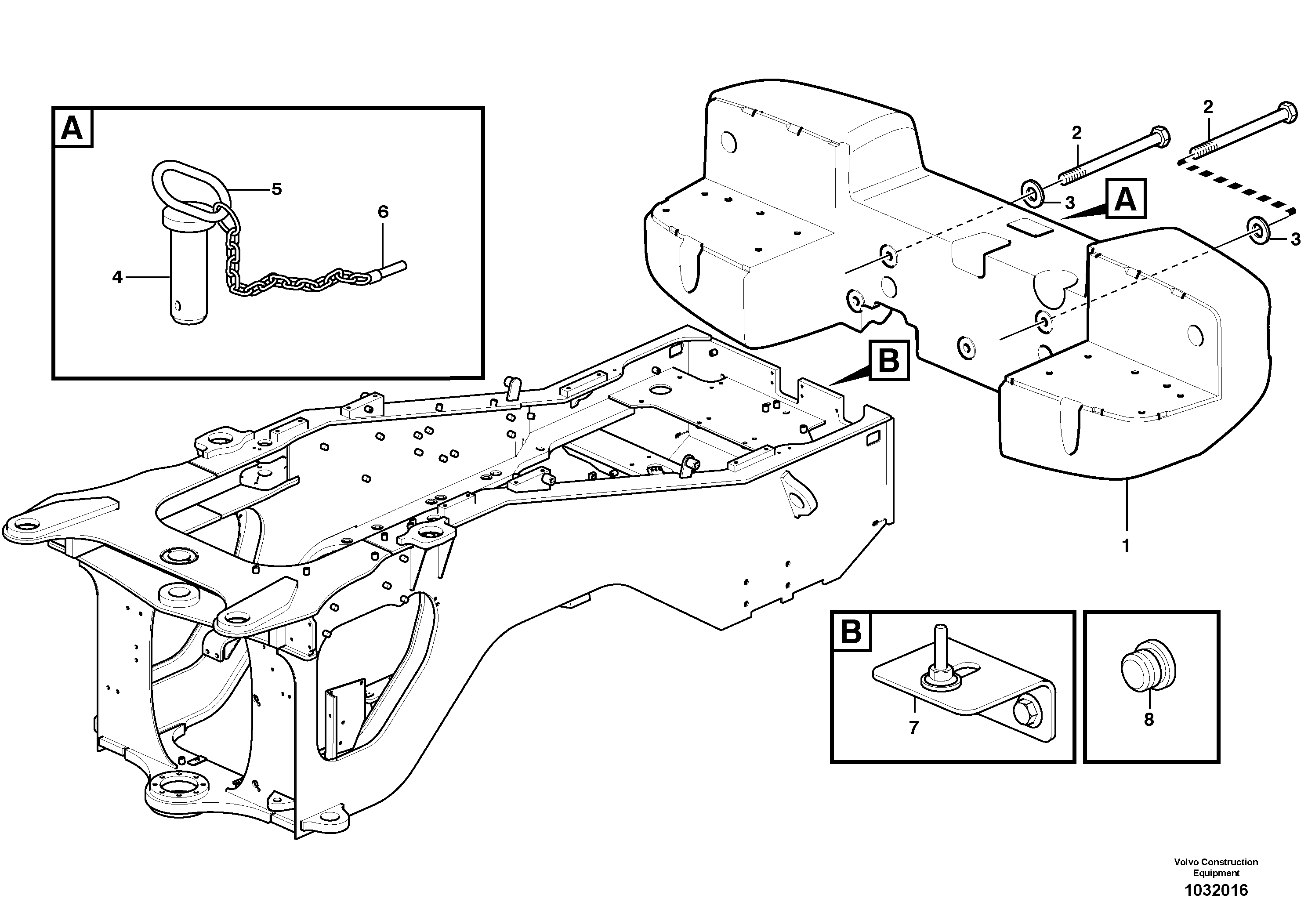 Схема запчастей Volvo L110E - 69939 Rear hitch and counterweight L110E S/N 2202- SWE, 61001- USA, 70401-BRA