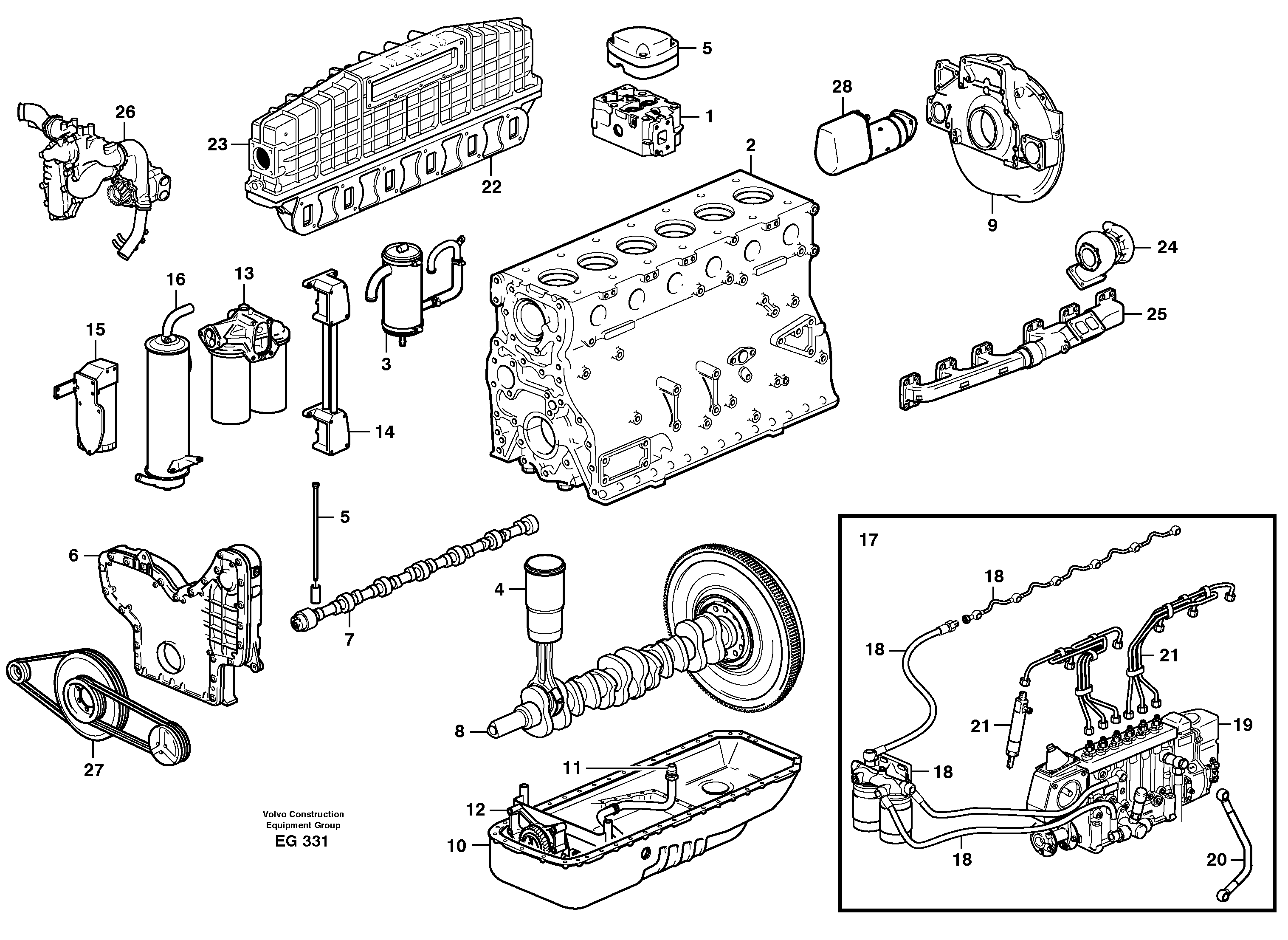 Схема запчастей Volvo L180D - 5057 Двигатель в сборе L180D
