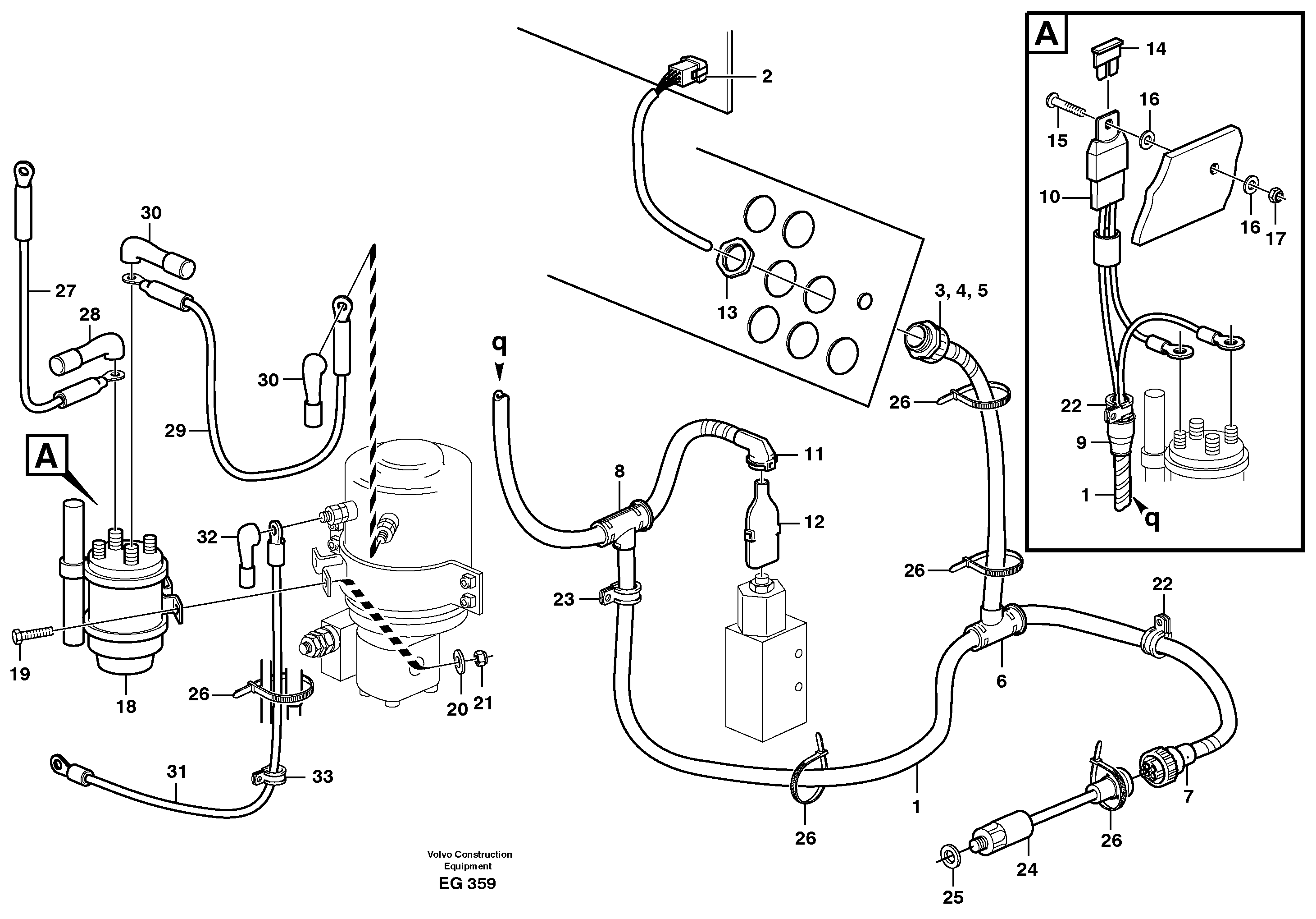 Схема запчастей Volvo L180D - 58775 Cable harness, secondary steering system L180D
