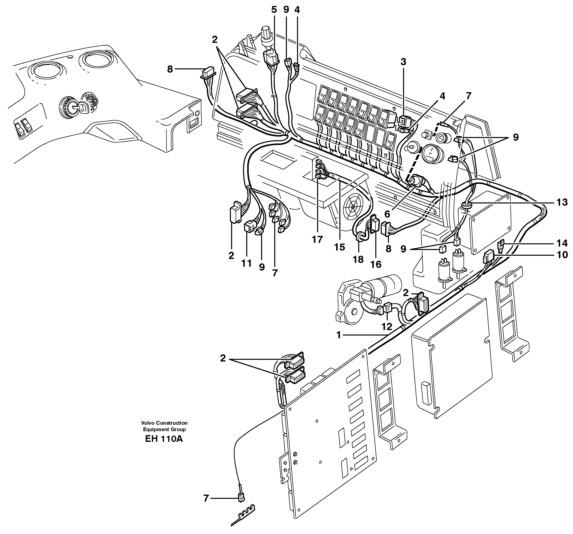 Схема запчастей Volvo L180D - 59392 Cable harnesses, control panel L180D HIGH-LIFT