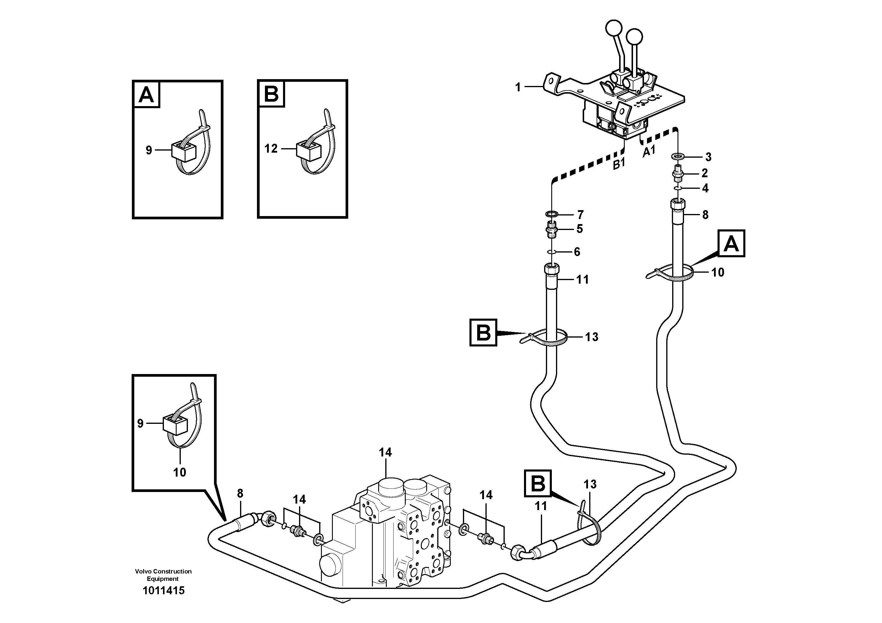 Схема запчастей Volvo L180E - 28321 Servo - hydraulic, control lines, lift L180E S/N 8002 - 9407