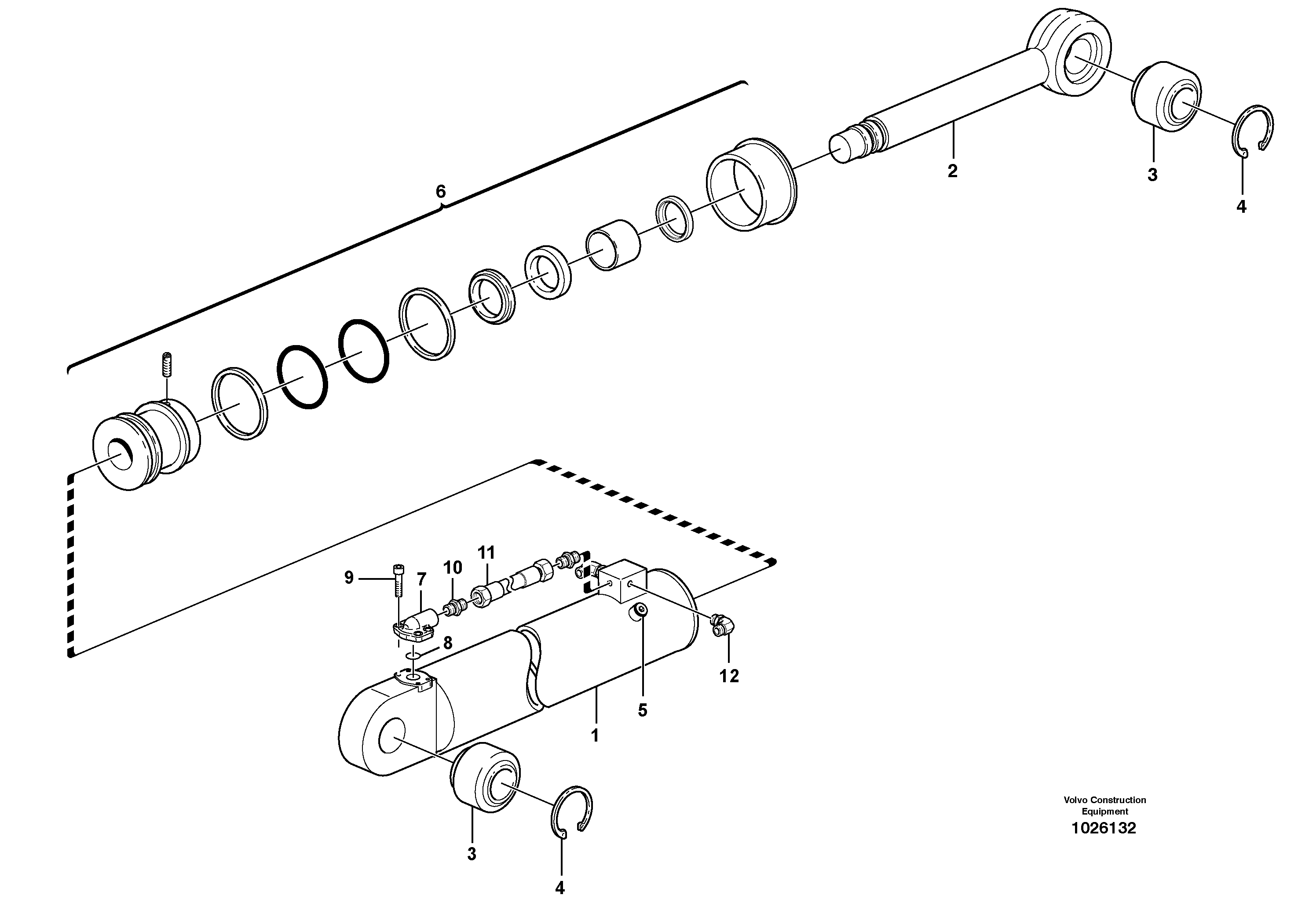 Схема запчастей Volvo L180E - 52588 Hydraulic cylinder with clutch body L180E HIGH-LIFT S/N 8002 - 9407