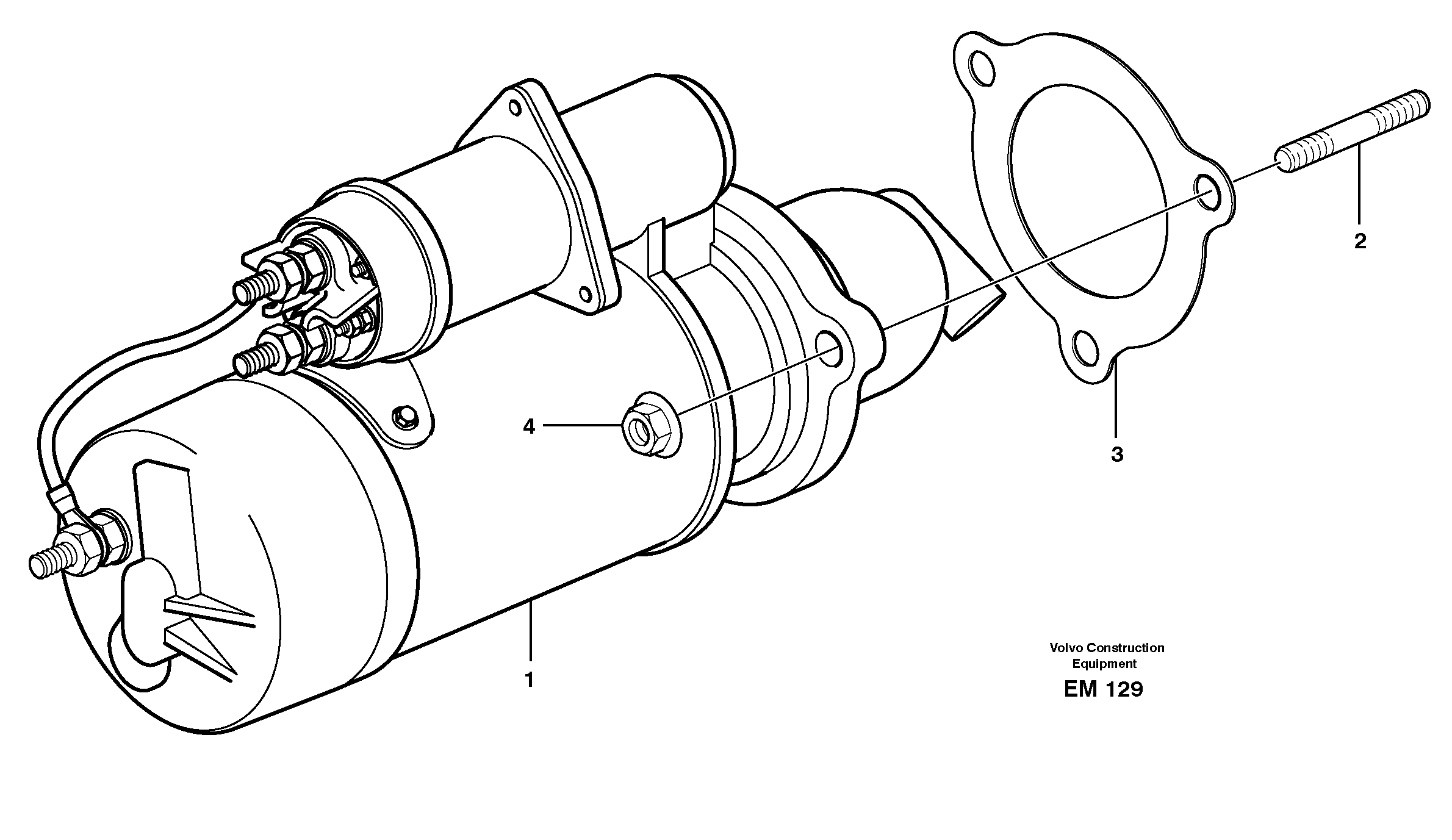 Схема запчастей Volvo L180E - 28176 Starter motor with assembling details L180E HIGH-LIFT S/N 8002 - 9407