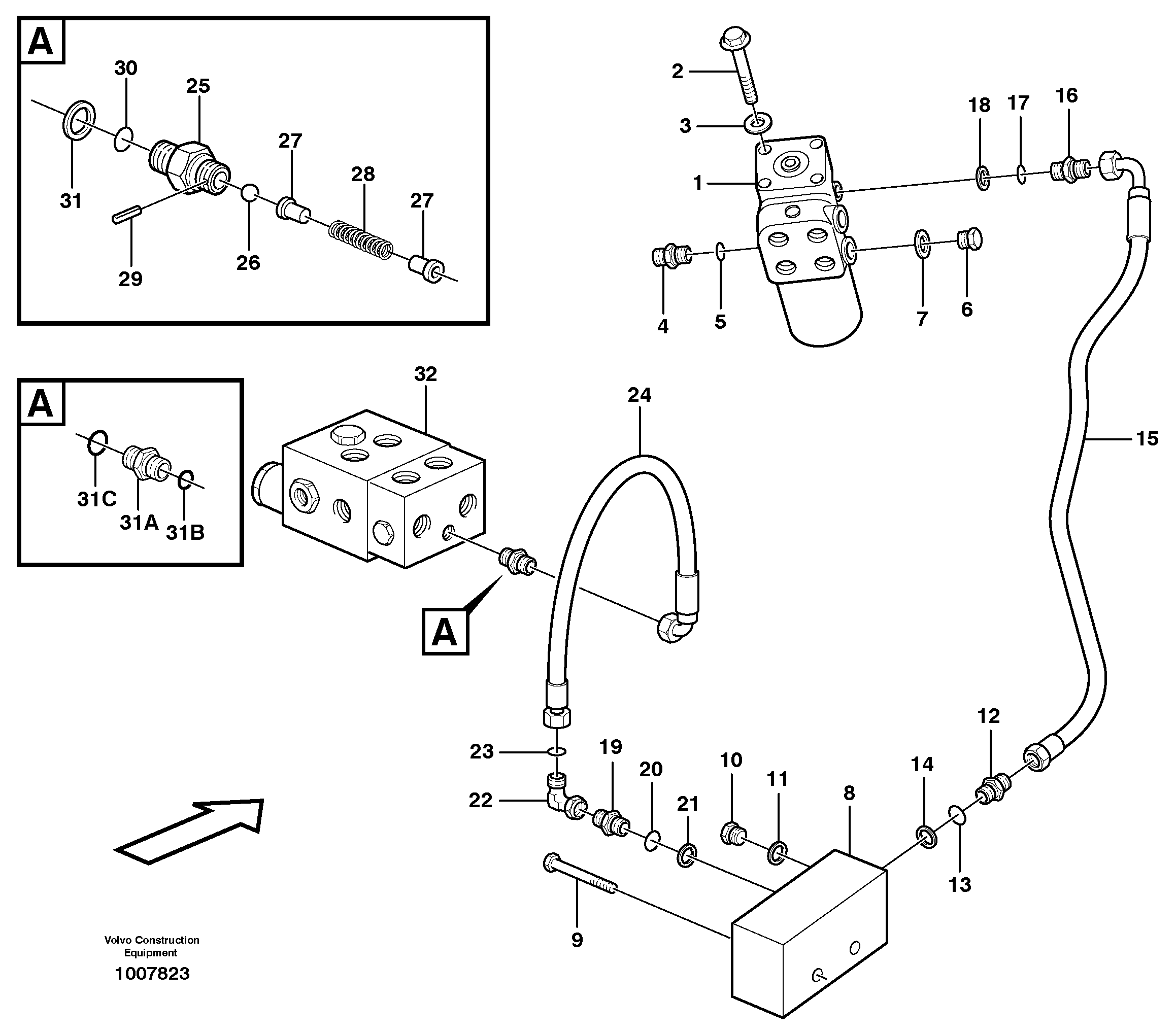 Схема запчастей Volvo L180E - 3087 Рулевая система L180E S/N 5004 - 7398 S/N 62501 - 62543 USA