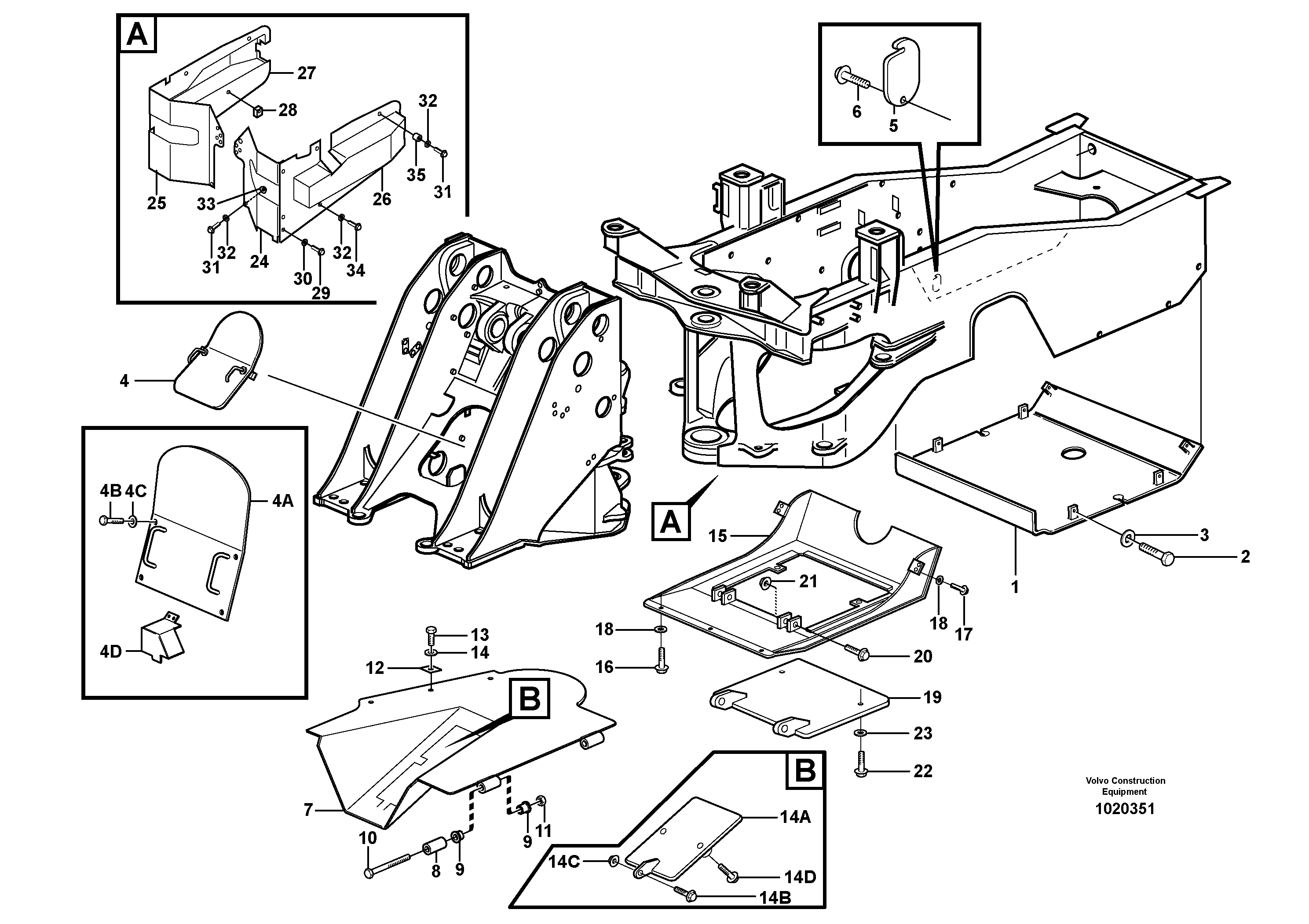Схема запчастей Volvo L180E - 62923 Protecting plates L180E S/N 5004 - 7398 S/N 62501 - 62543 USA