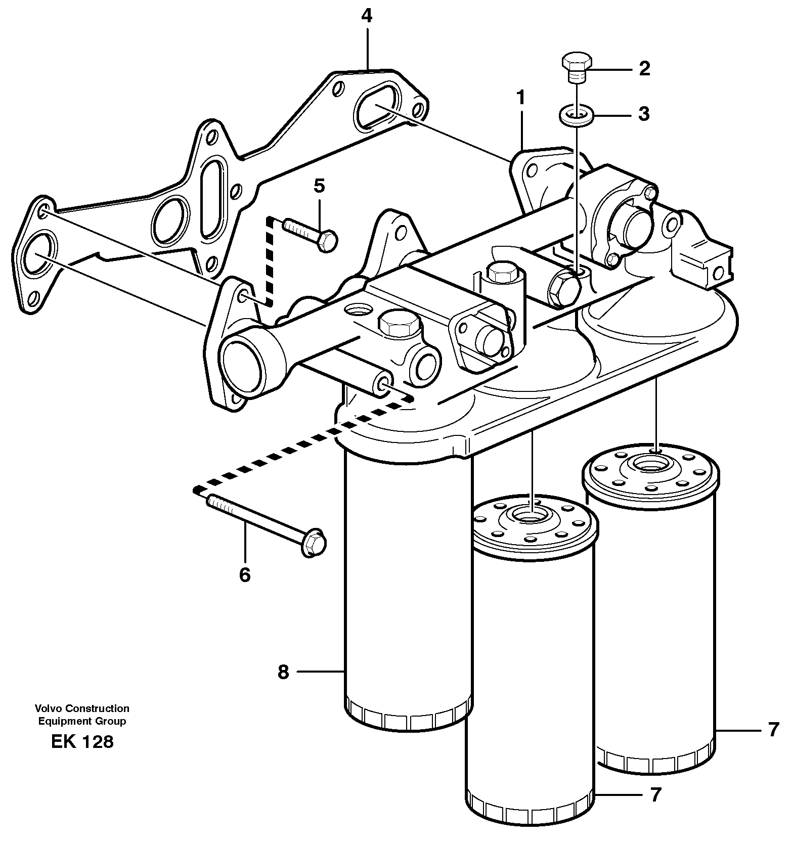 Схема запчастей Volvo L180E - 15373 Oil filter with fitting parts L180E S/N 5004 - 7398 S/N 62501 - 62543 USA