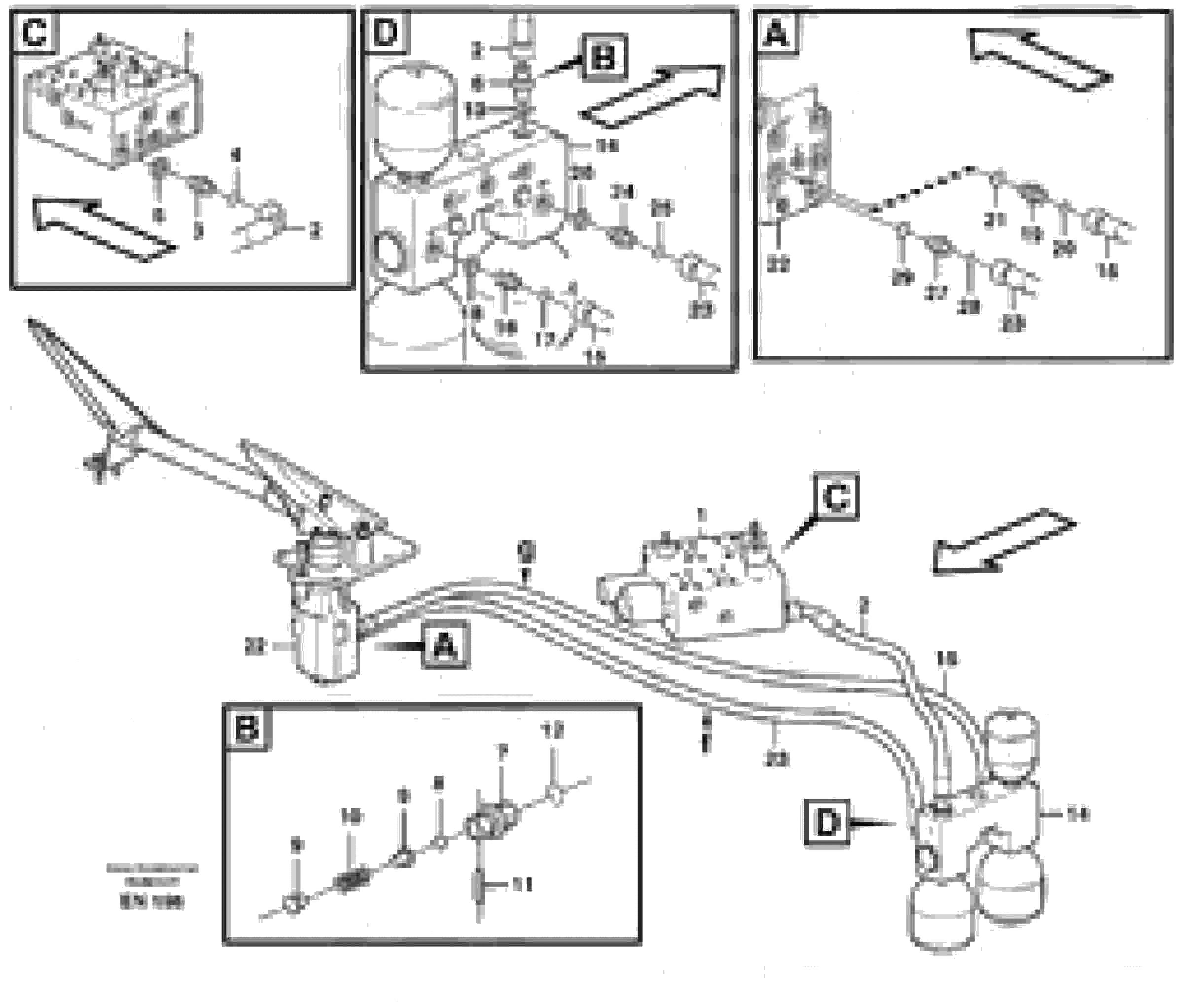 Схема запчастей Volvo L180E - 11249 Brake line, valve body - accumulators - accumulator - footbrake valve L180E HIGH-LIFT S/N 5004 - 7398