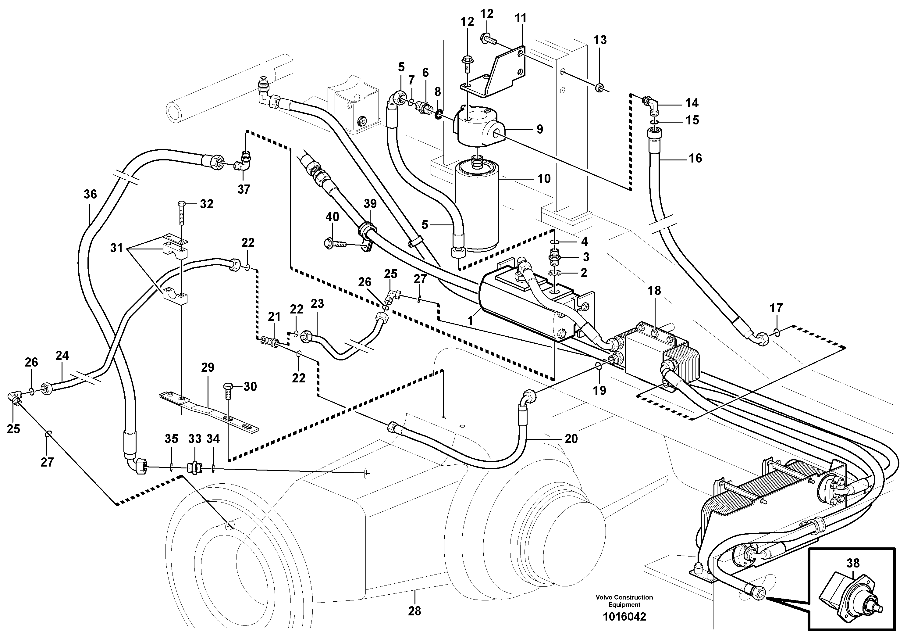 Схема запчастей Volvo L180E - 51746 Oil cooler, rear, pump circuit L180E HIGH-LIFT S/N 5004 - 7398