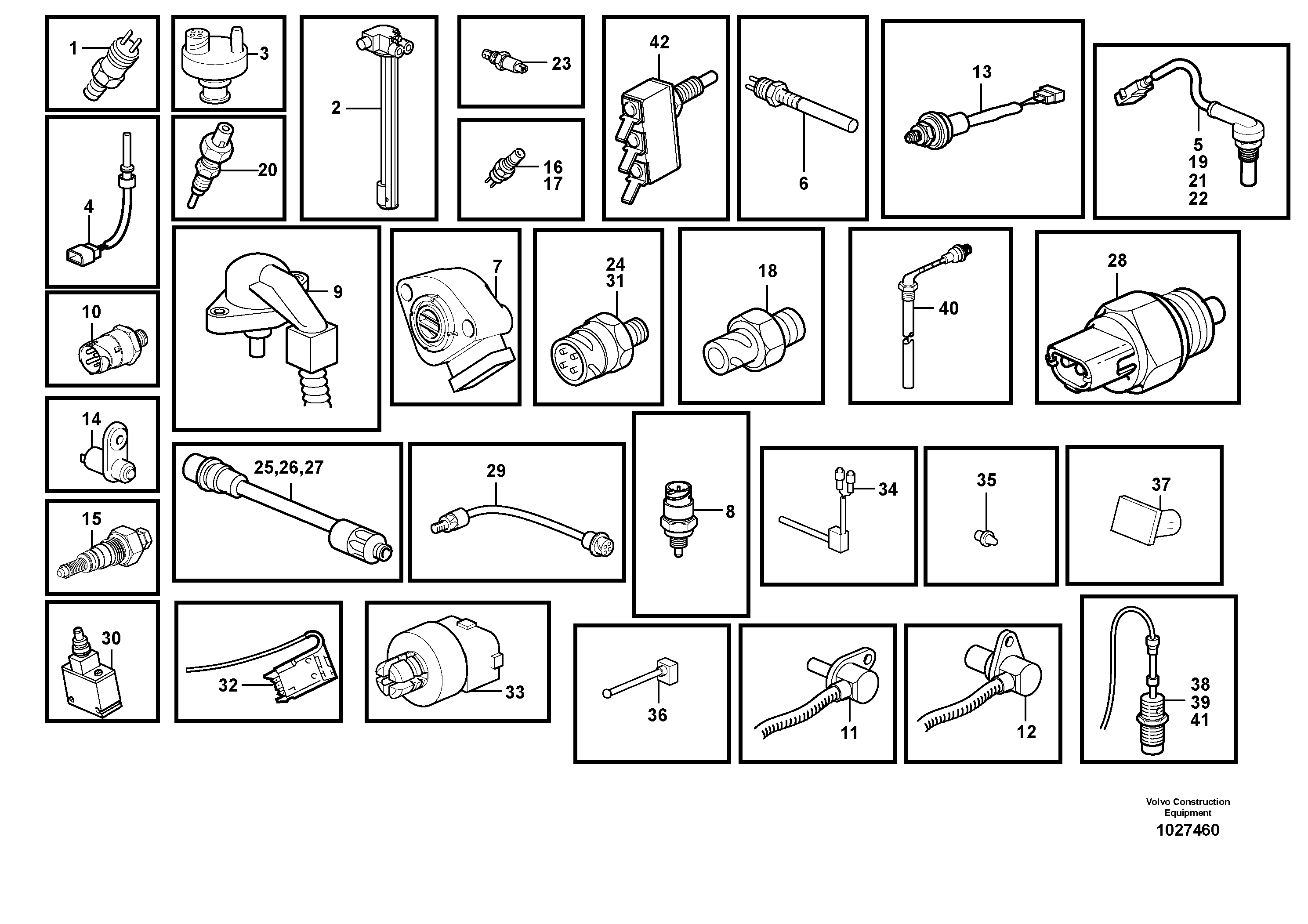 Схема запчастей Volvo L180E - 51351 Sensors, reference list L180E S/N 8002 - 9407