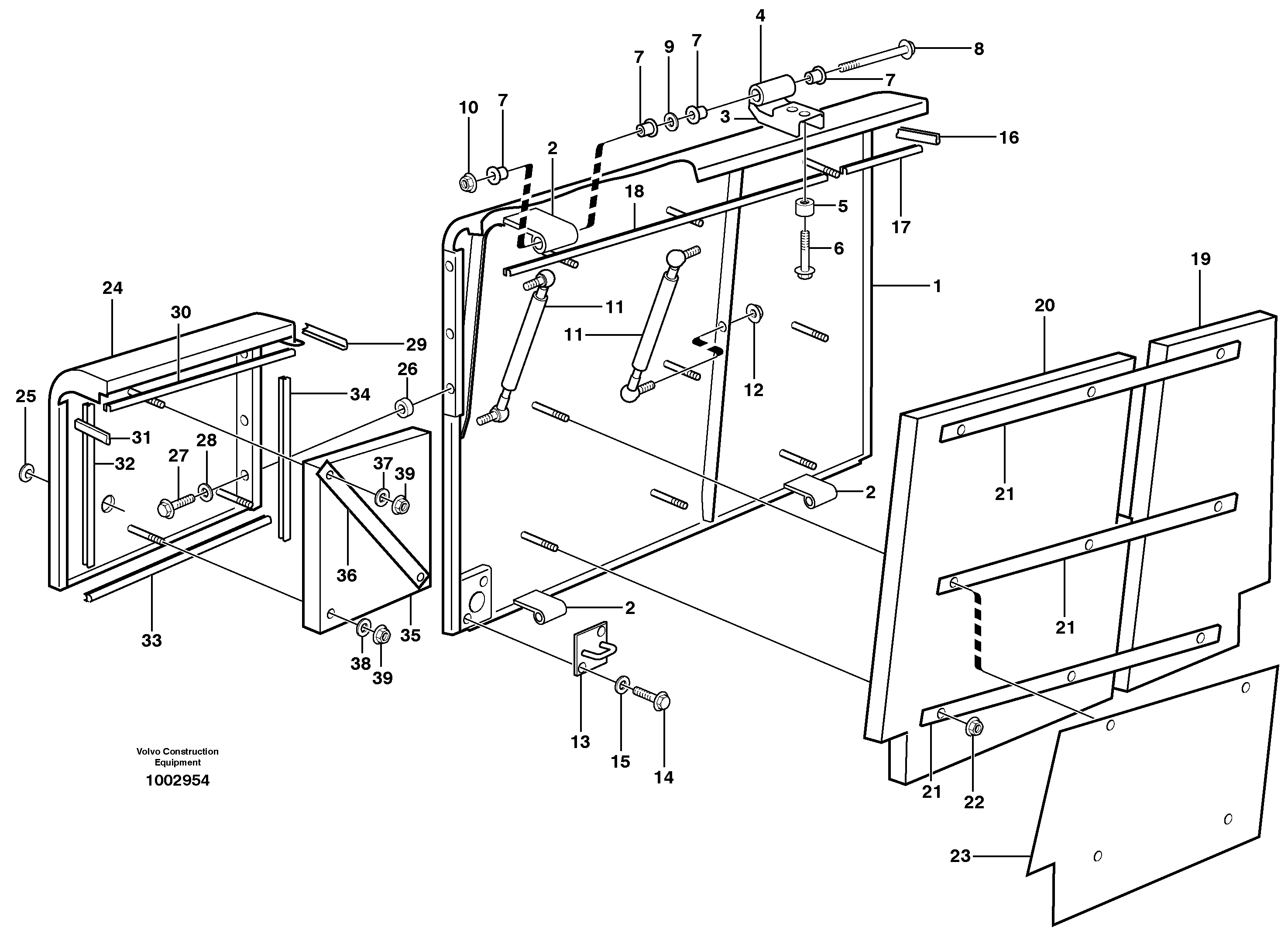Схема запчастей Volvo L180E - 63199 Side hatches L180E HIGH-LIFT S/N 5004 - 7398