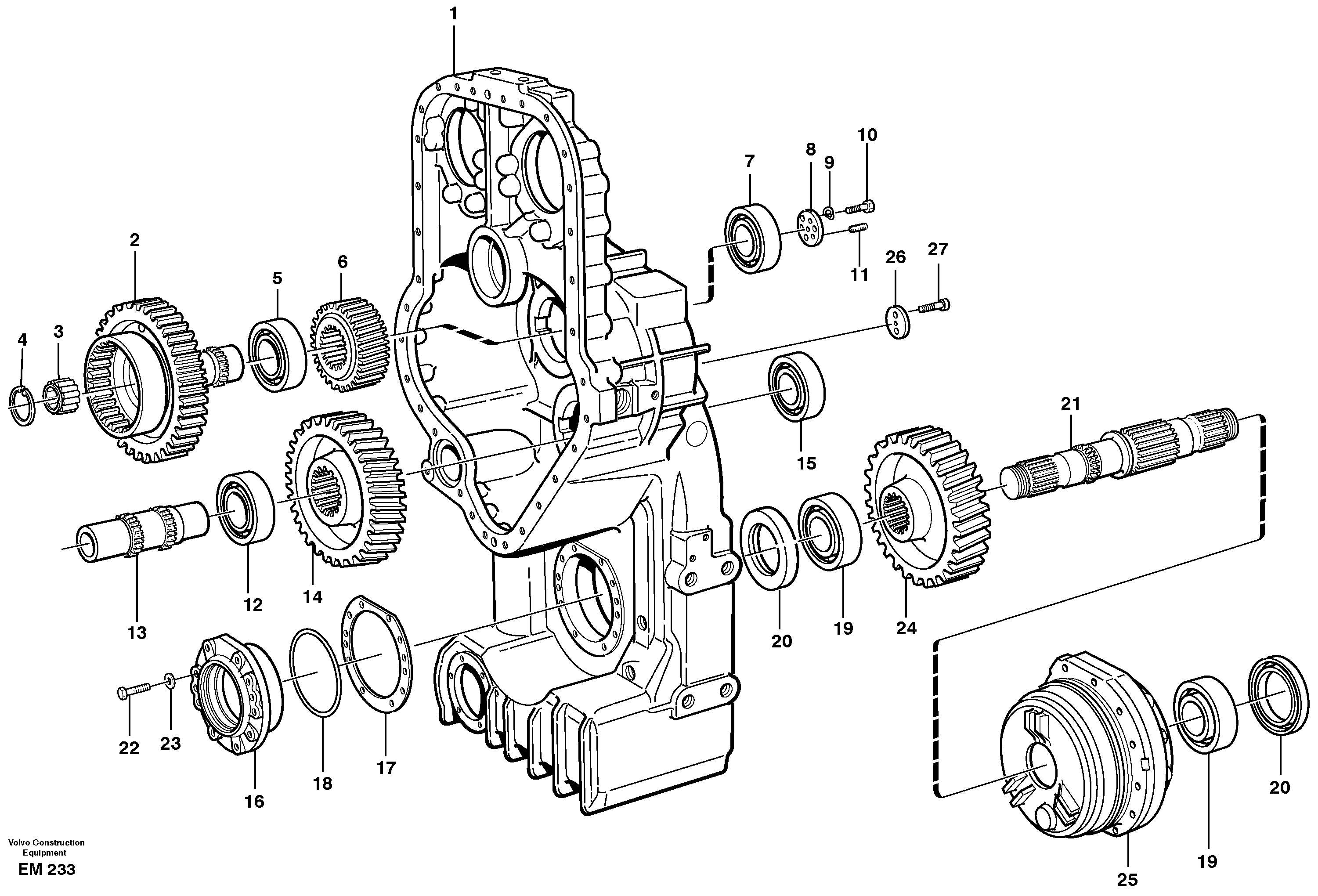 Схема запчастей Volvo L180E - 869 Transfer case, gears and shafts L180E S/N 8002 - 9407