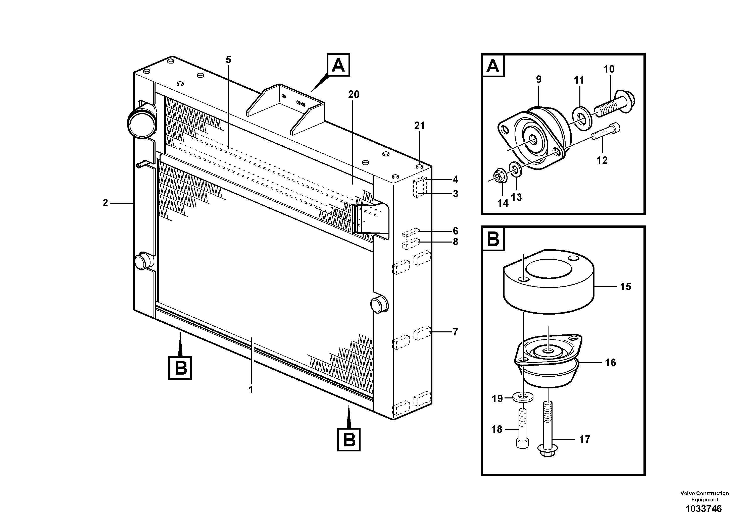Схема запчастей Volvo L180E - 66195 Radiator with fitting parts L180E S/N 5004 - 7398 S/N 62501 - 62543 USA