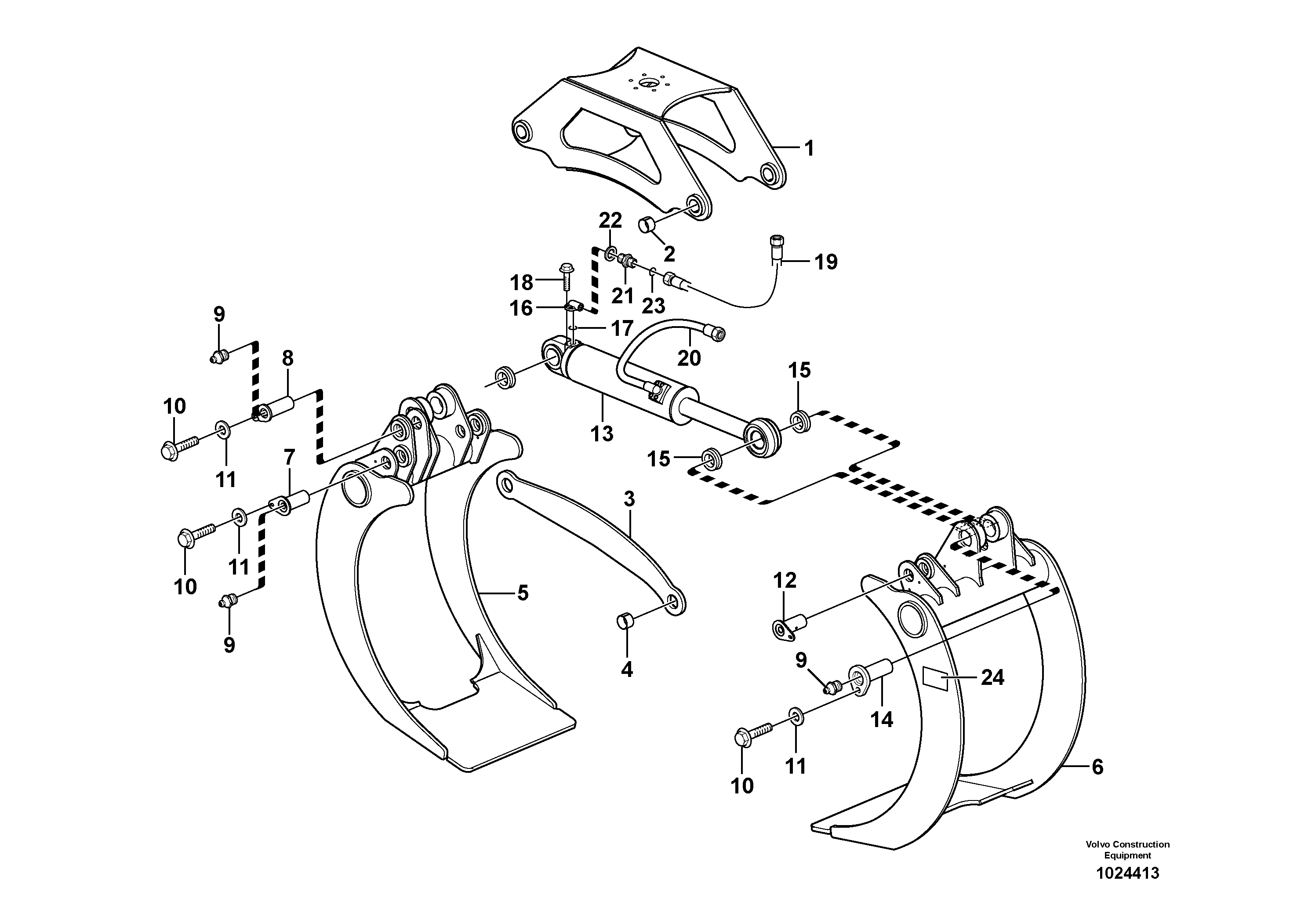 Схема запчастей Volvo L180E - 7645 Grapple Swc ATTACHMENTS ATTACHMENTS WHEEL LOADERS GEN. D - E
