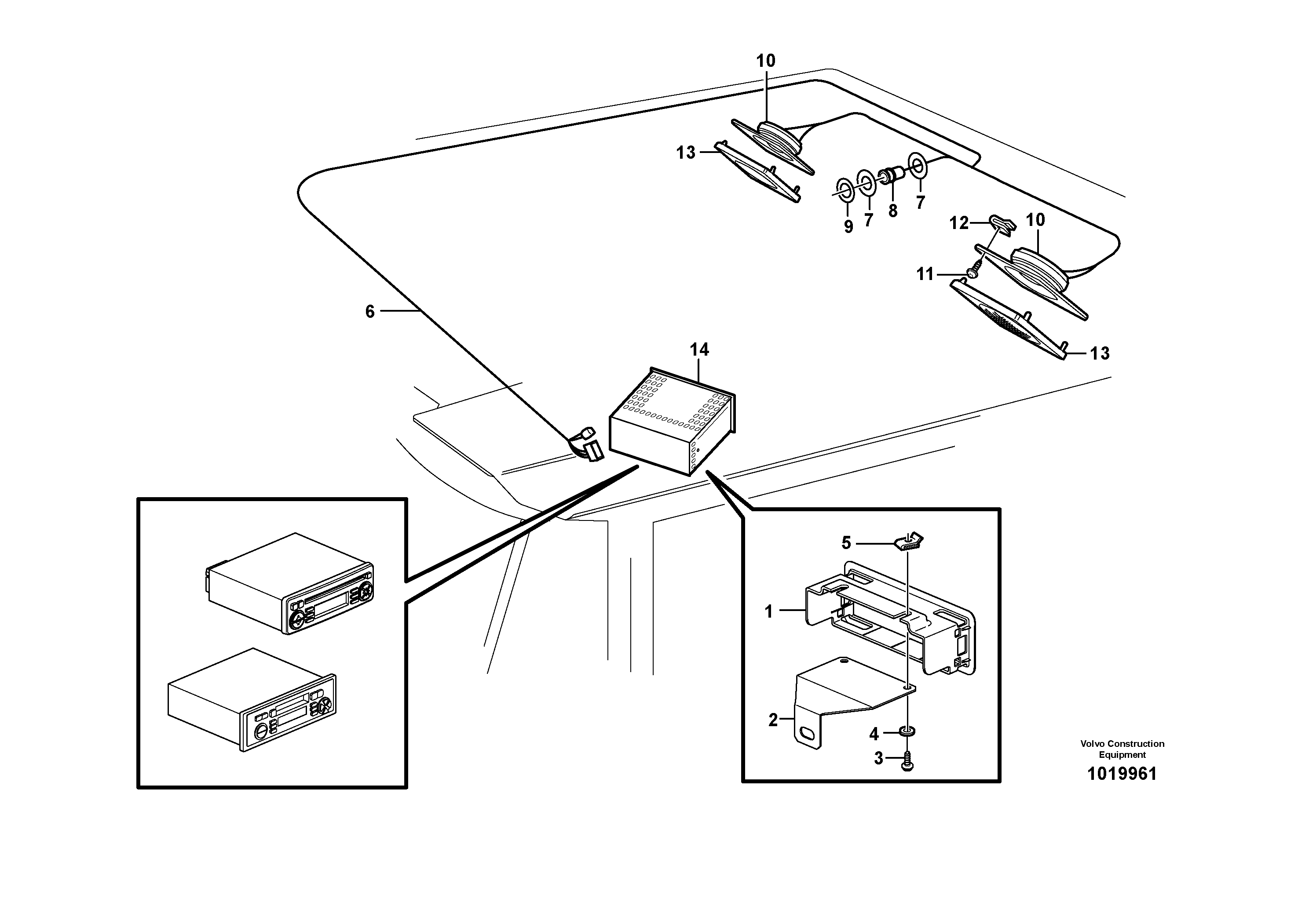 Схема запчастей Volvo L180E - 29853 Radio bracket L180E S/N 5004 - 7398 S/N 62501 - 62543 USA