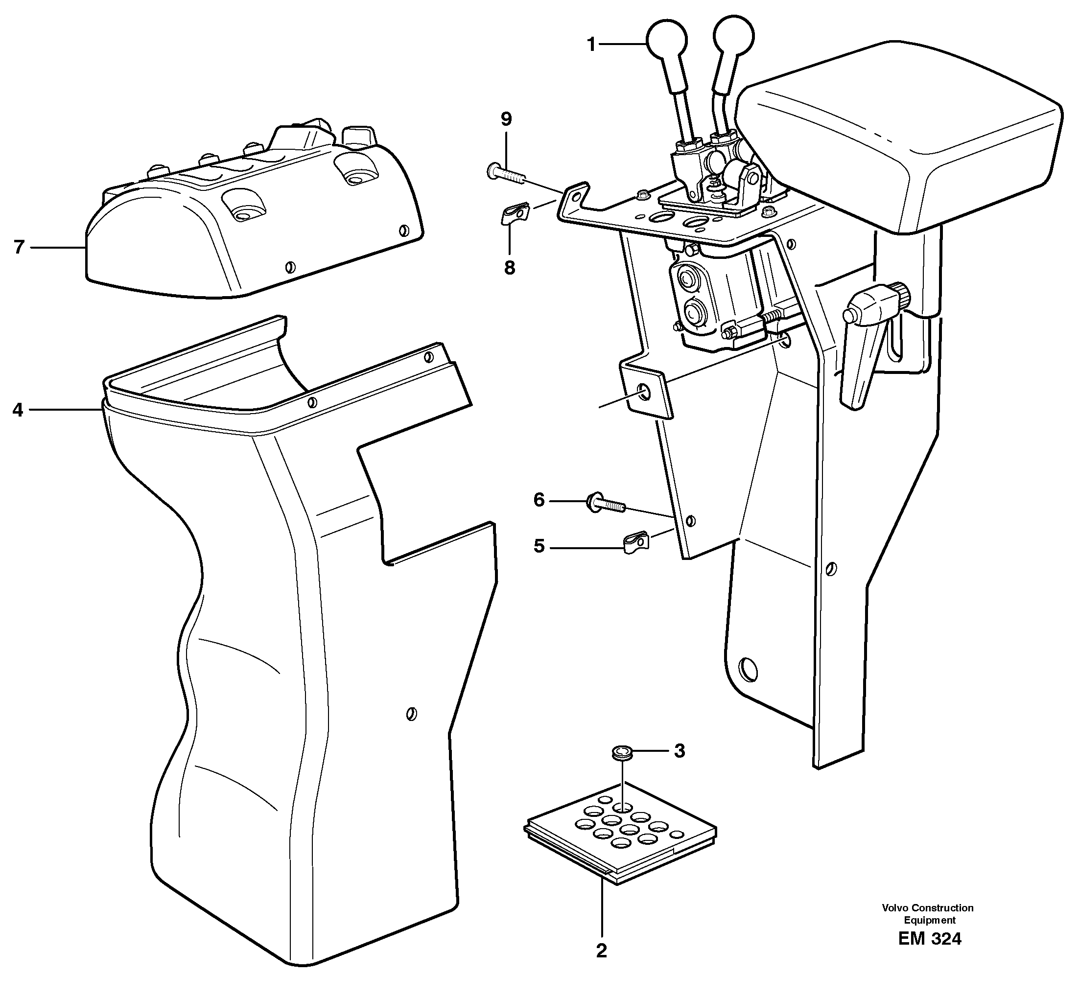 Схема запчастей Volvo L180E - 15911 Cover for servo valves L180E S/N 5004 - 7398 S/N 62501 - 62543 USA