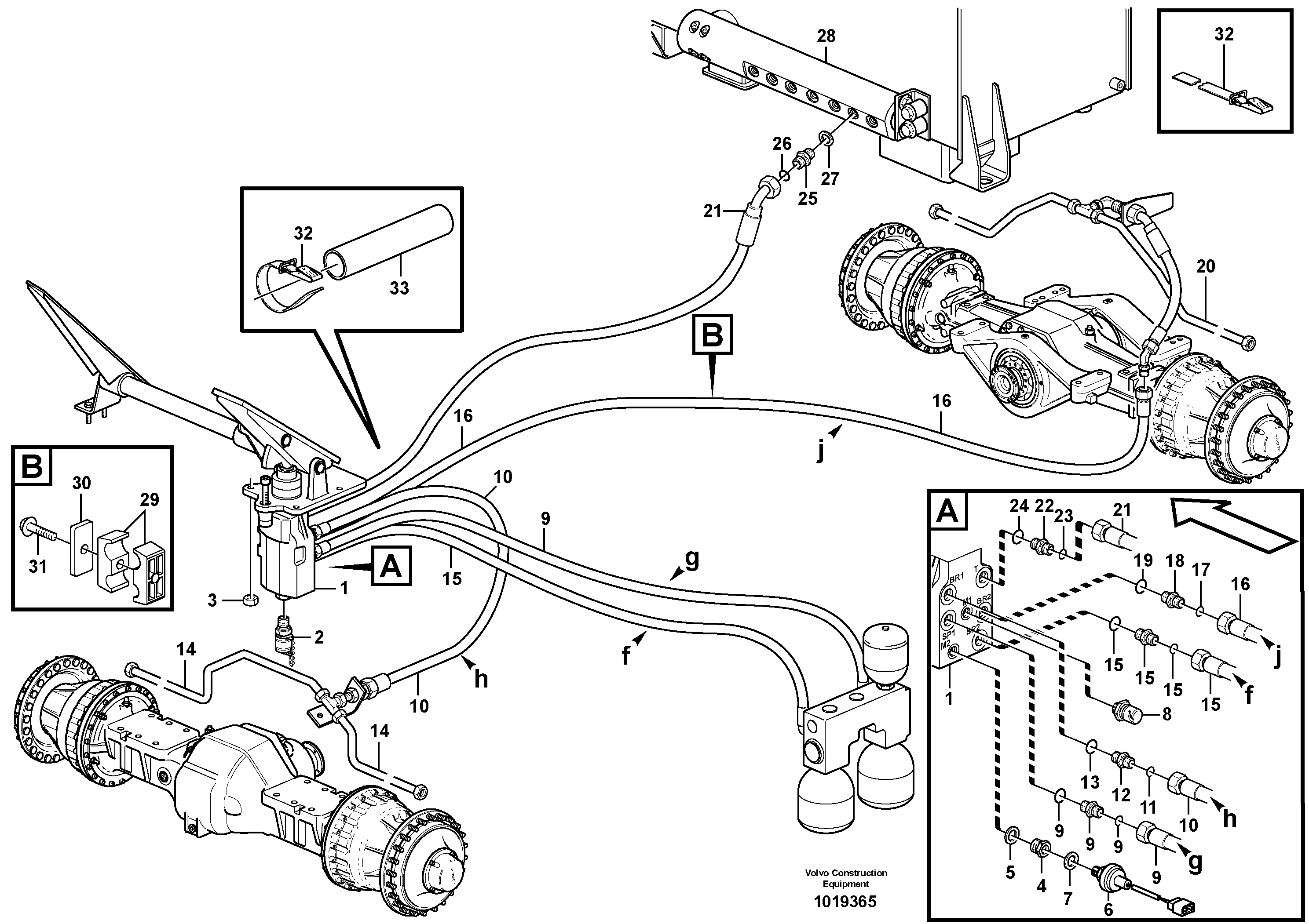 Схема запчастей Volvo L180E - 99117 Brake lines, footbrake valve - axles L180E HIGH-LIFT S/N 8002 - 9407