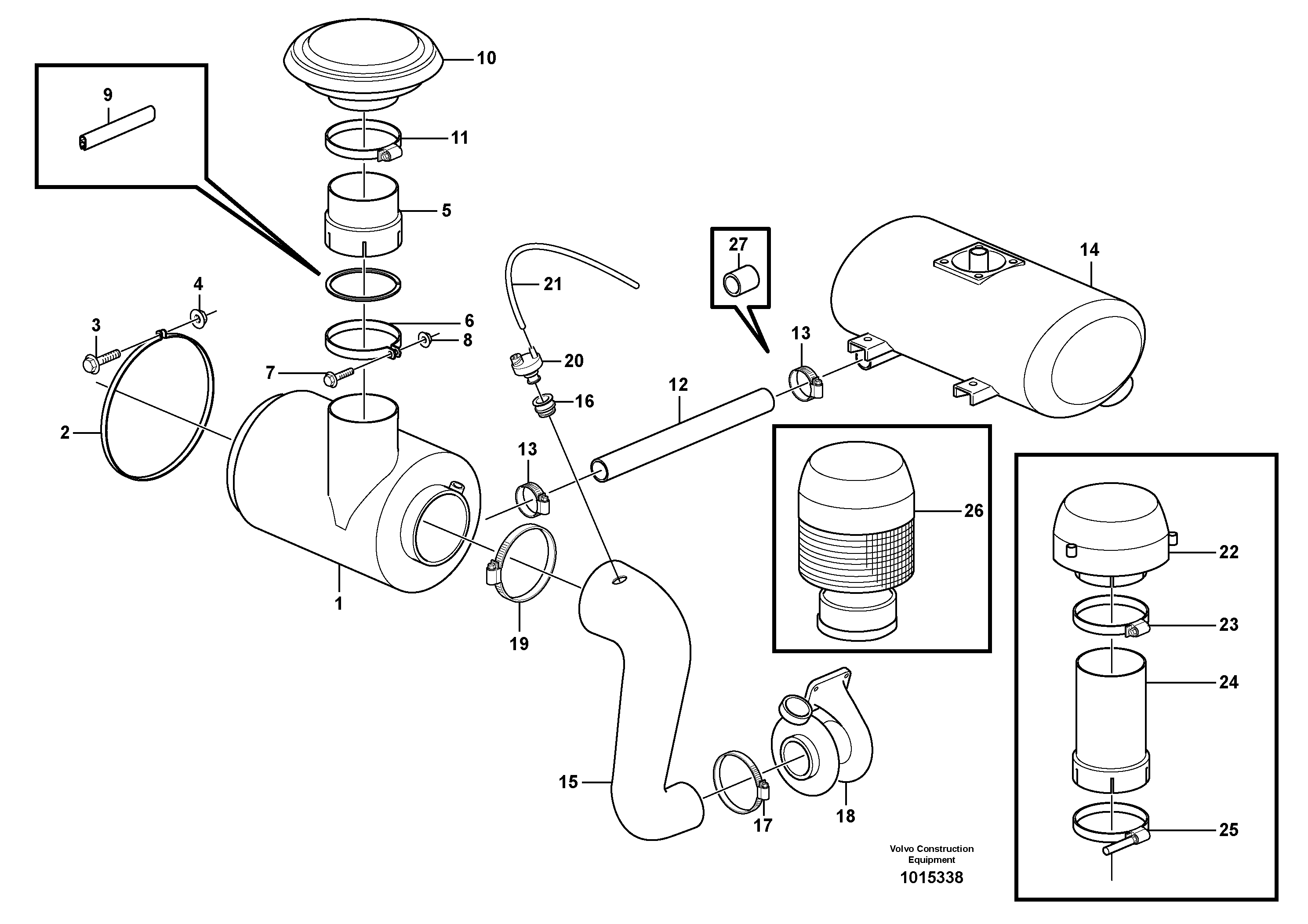 Схема запчастей Volvo L180E - 84440 Air filter with fitting parts L180E HIGH-LIFT S/N 5004 - 7398