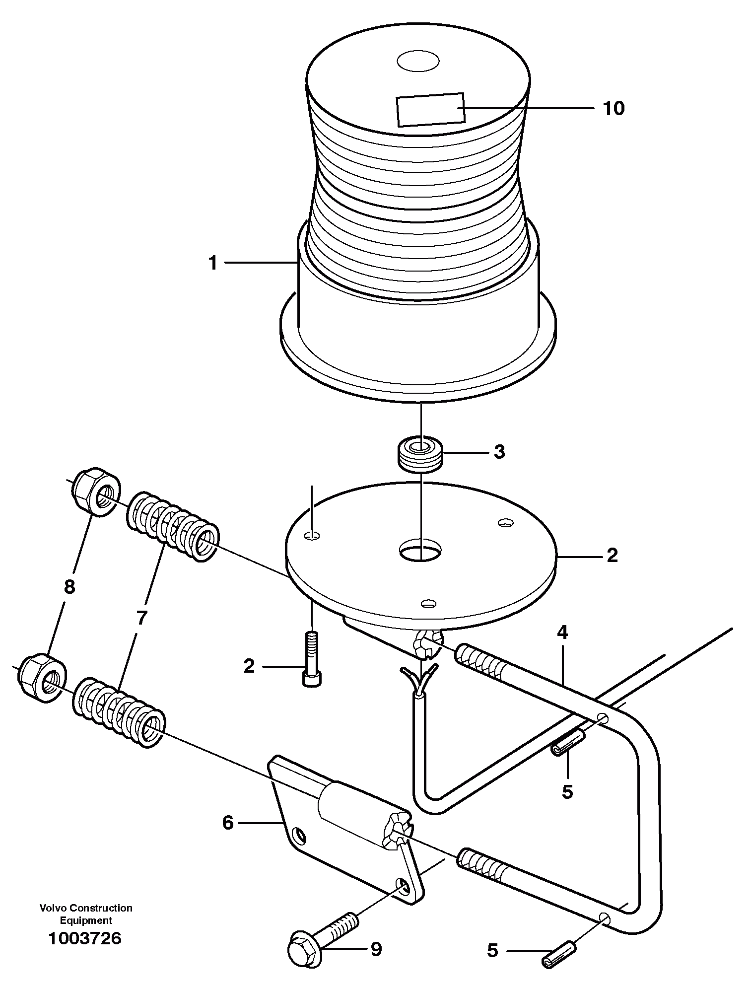 Схема запчастей Volvo L180E - 19077 Revolving warning light L180E S/N 5004 - 7398 S/N 62501 - 62543 USA