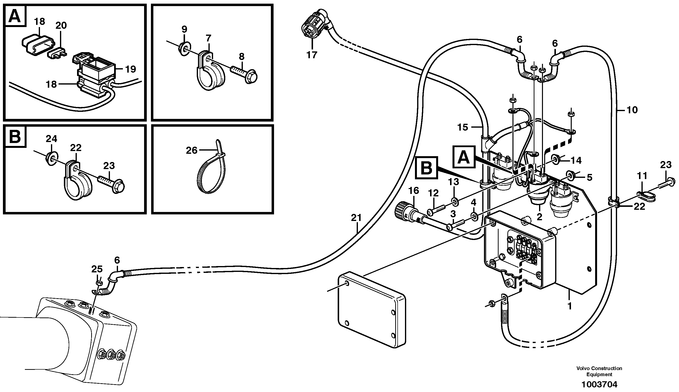 Схема запчастей Volvo L180E - 104131 Pre-heater with fitting parts L180E HIGH-LIFT S/N 5004 - 7398