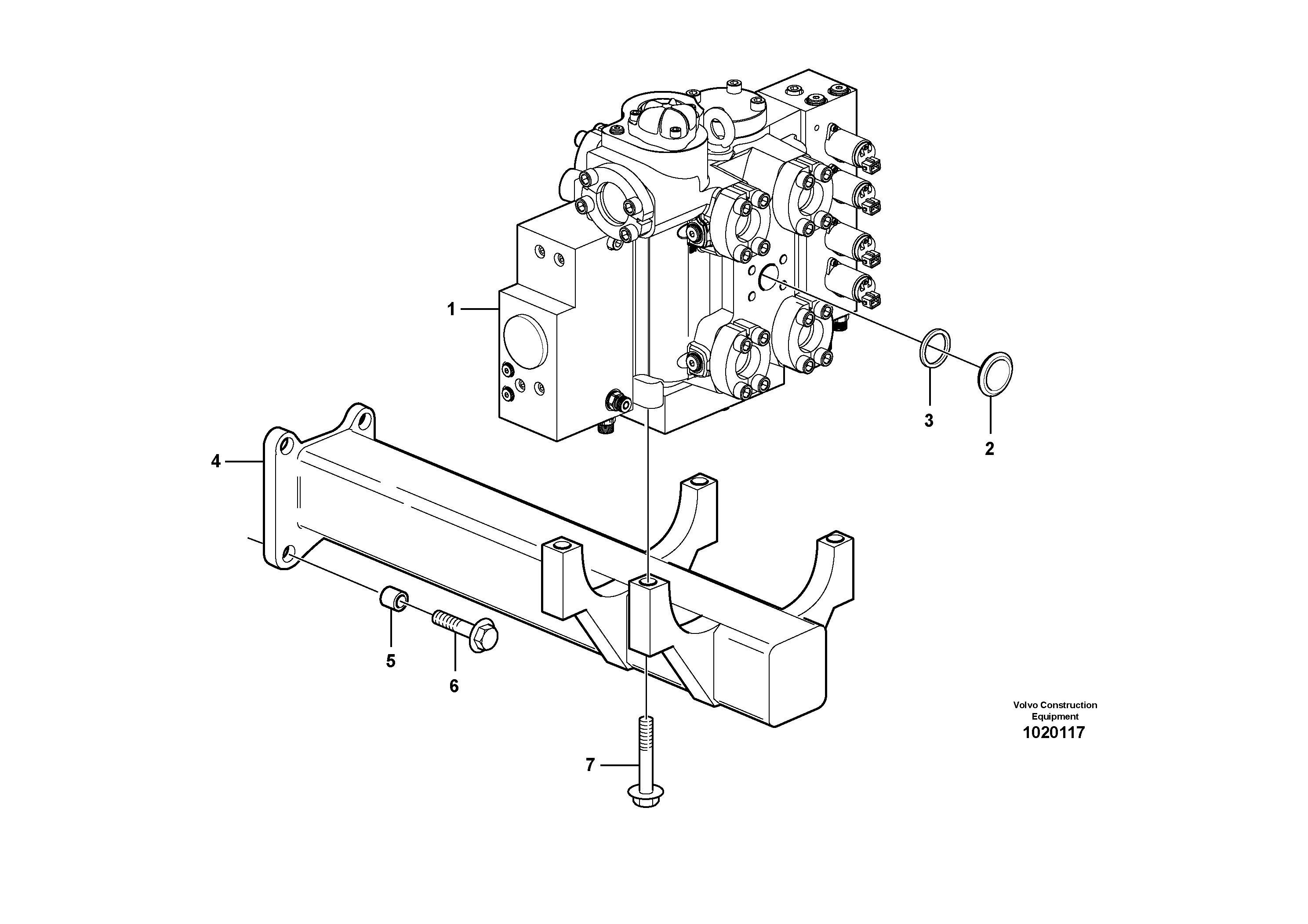 Схема запчастей Volvo L180E - 41438 Control valve with fitting parts L180E S/N 5004 - 7398 S/N 62501 - 62543 USA