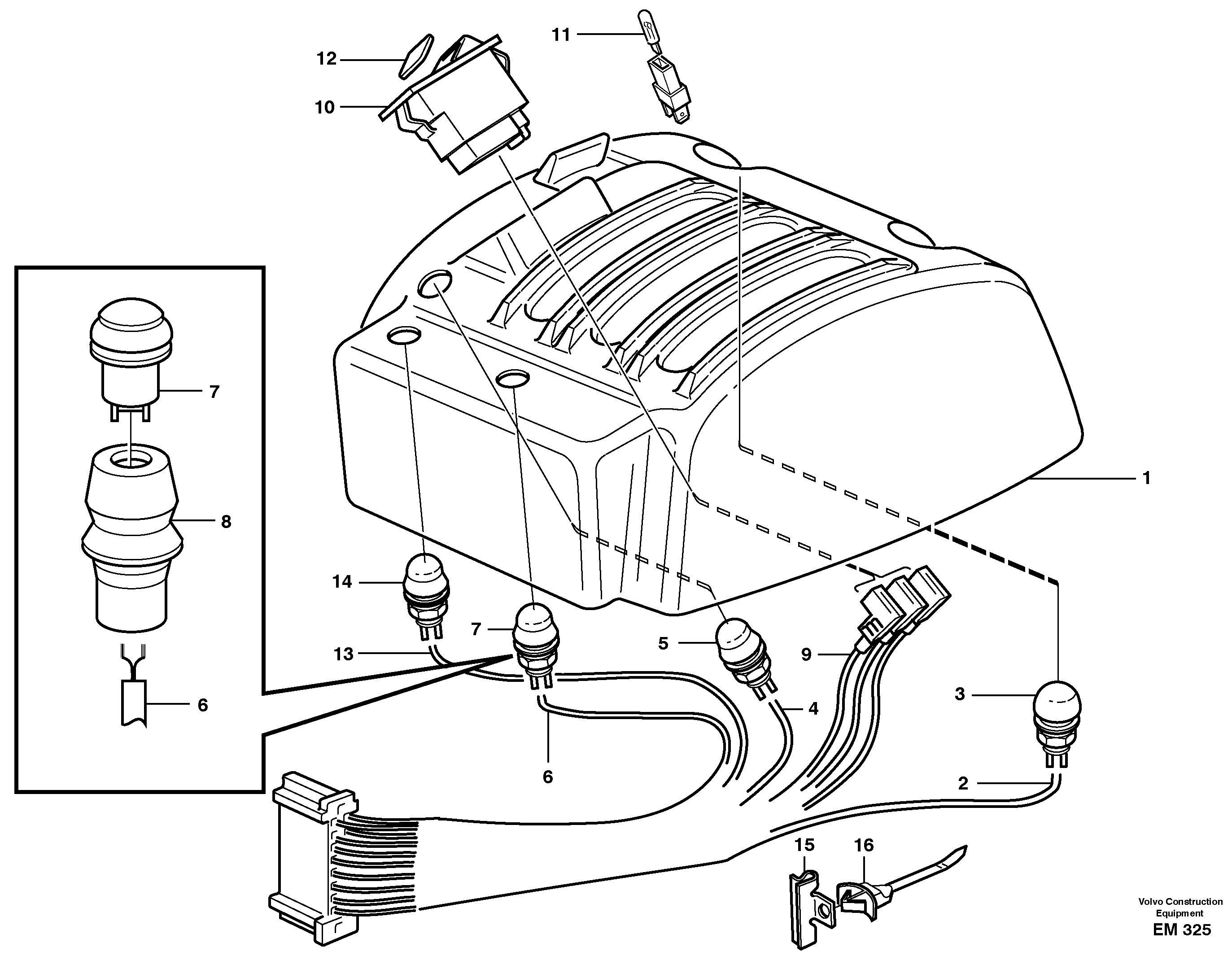 Схема запчастей Volvo L180E - 59857 Cable harnesses, servo valve L180E S/N 5004 - 7398 S/N 62501 - 62543 USA