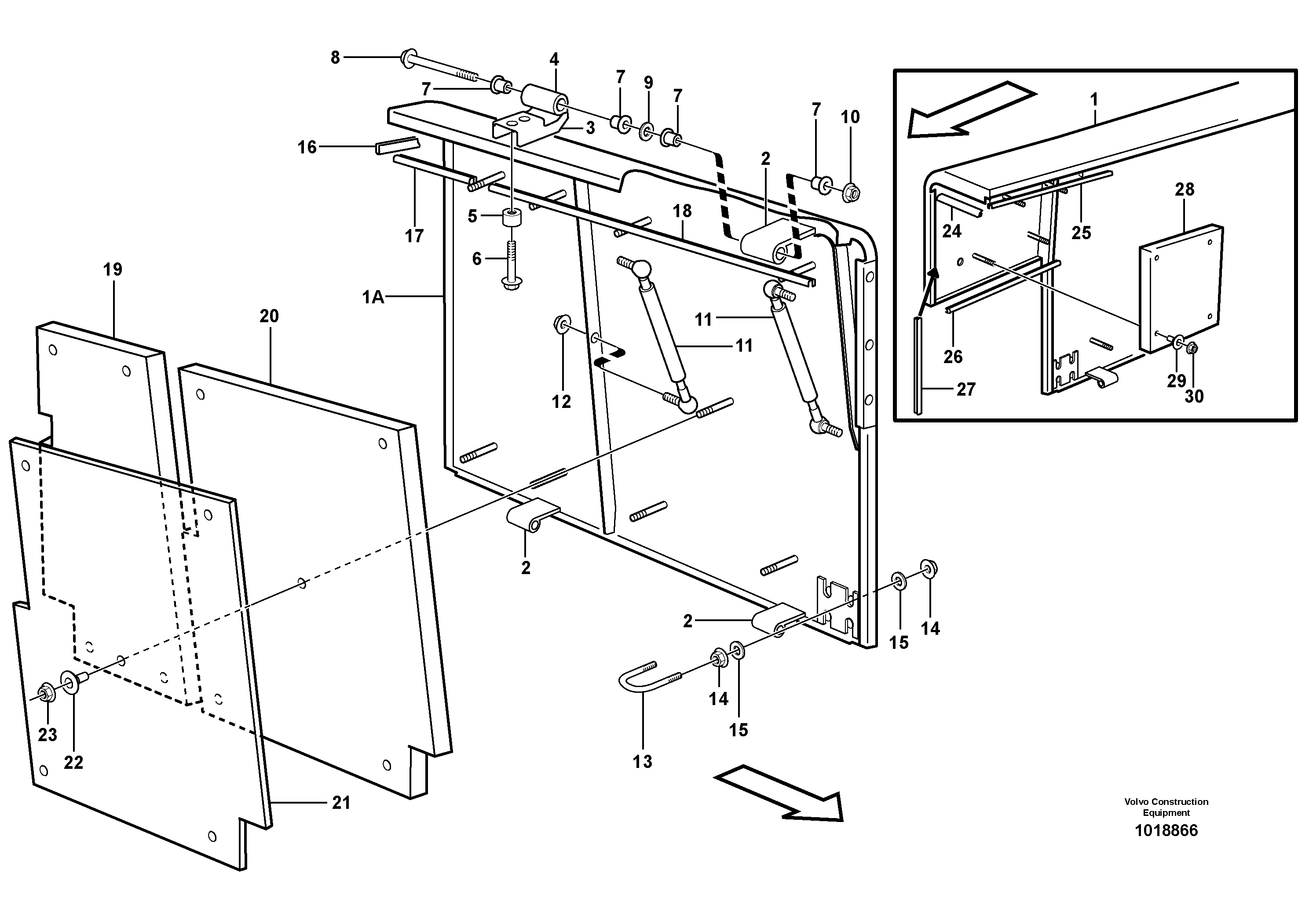 Схема запчастей Volvo L180E - 30868 Side hatches L180E S/N 8002 - 9407