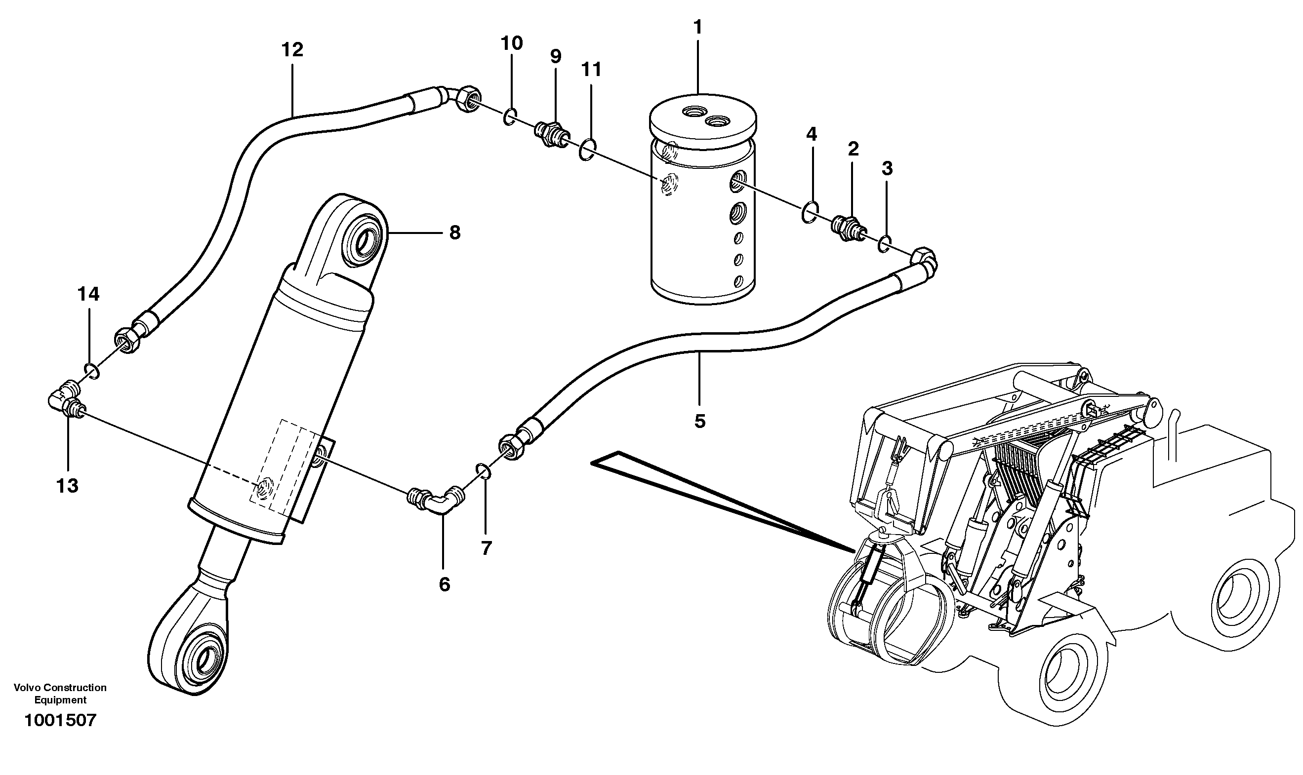 Схема запчастей Volvo L180E - 22961 Working hydraulics, grapple function L180E HIGH-LIFT S/N 5004 - 7398