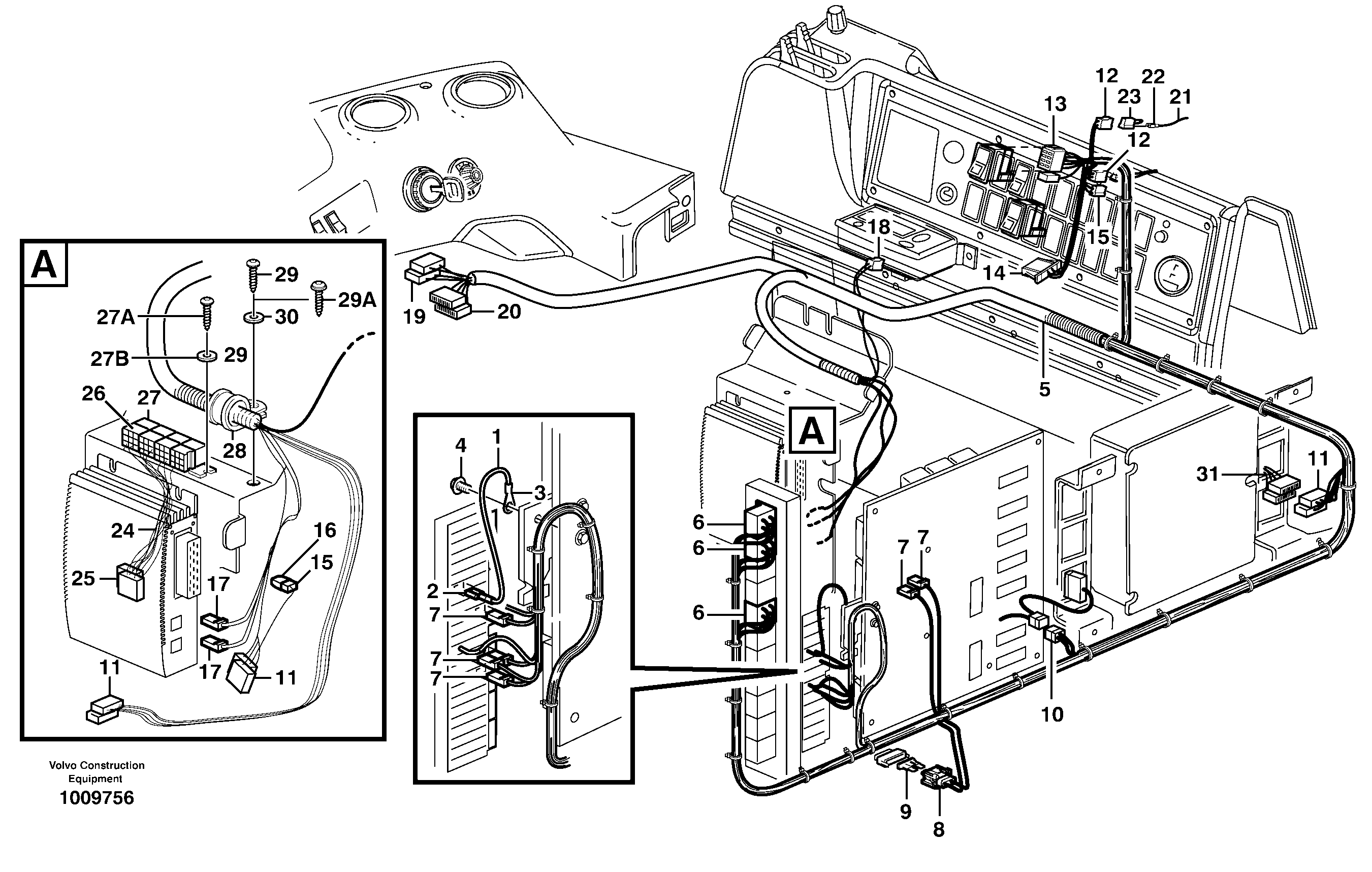 Схема запчастей Volvo L180E - 104132 Cable harnesses, cab L180E HIGH-LIFT S/N 5004 - 7398