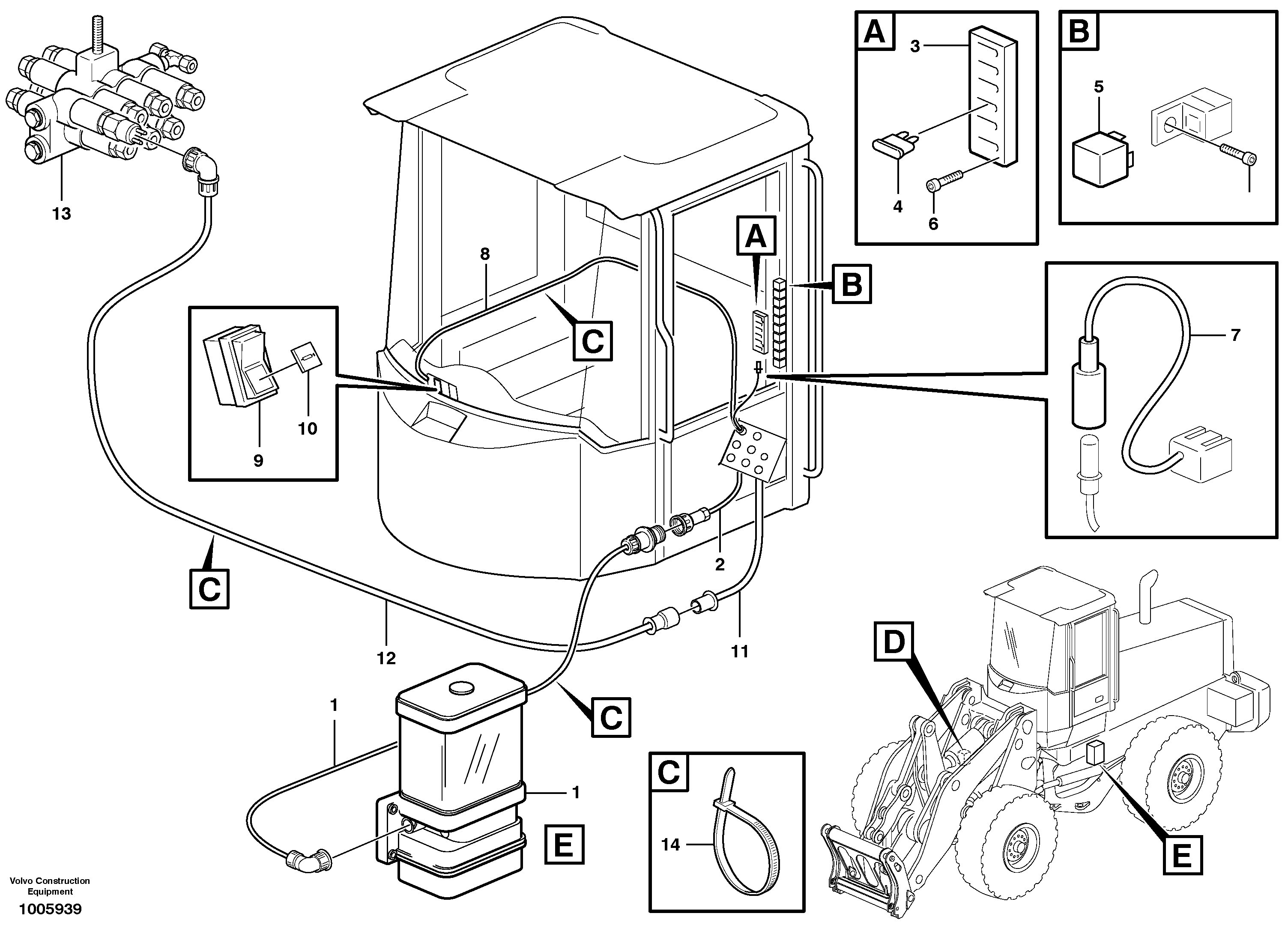 Схема запчастей Volvo L180E - 60266 Cable harness for central lubrication L180E S/N 5004 - 7398 S/N 62501 - 62543 USA