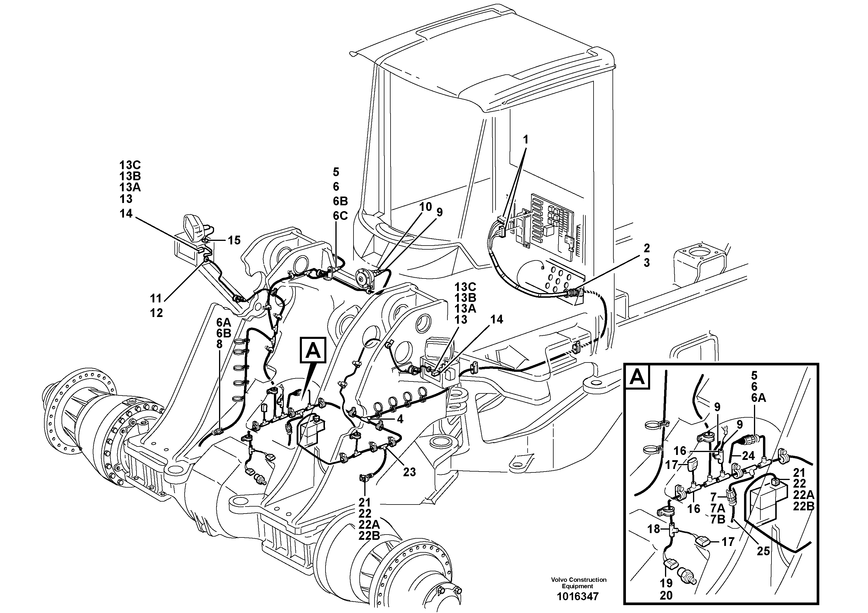Схема запчастей Volvo L180E - 57967 Cable harness, front L180E HIGH-LIFT S/N 5004 - 7398