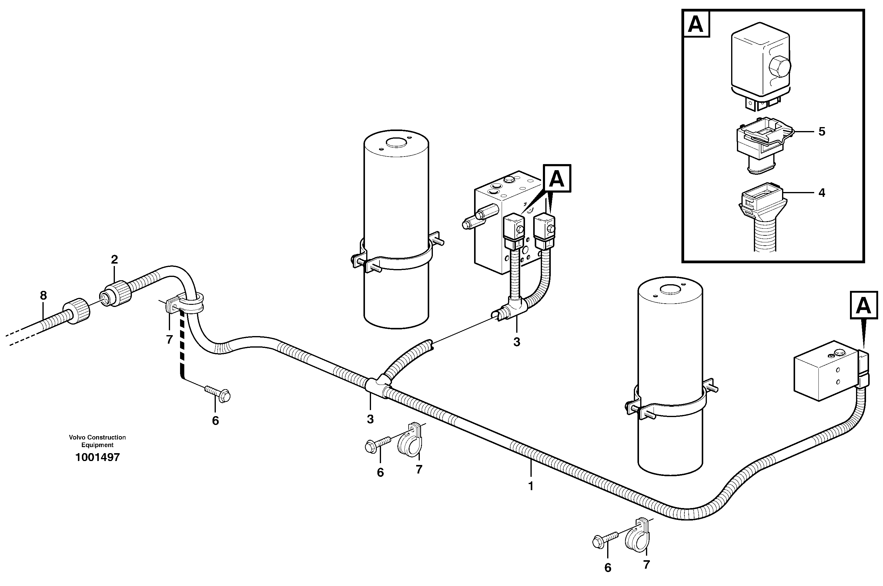 Схема запчастей Volvo L180E - 57974 Cable harness, boom suspension system L180E HIGH-LIFT S/N 5004 - 7398