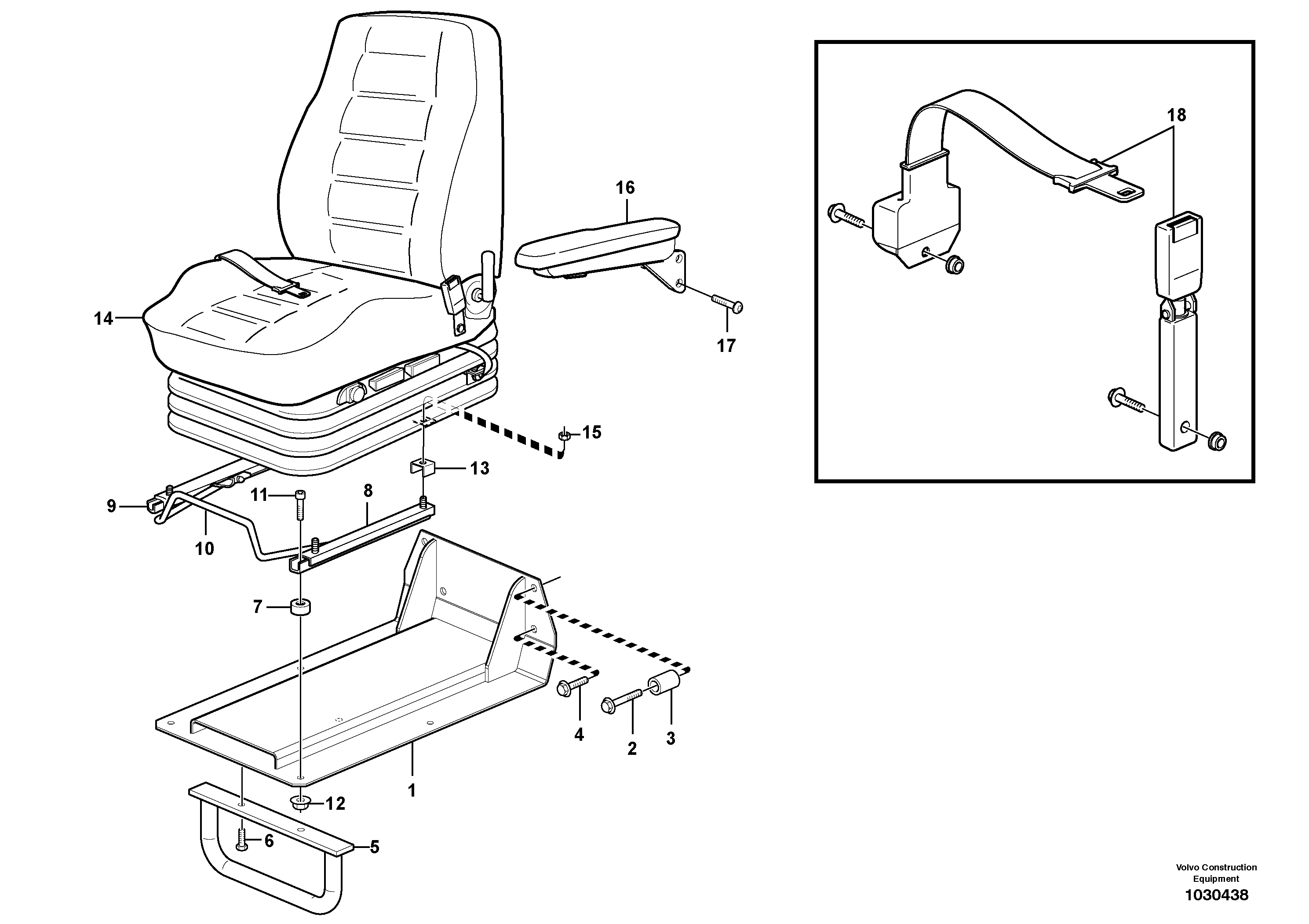 Схема запчастей Volvo L180E - 86059 Operator seat with fitting parts L180E HIGH-LIFT S/N 8002 - 9407