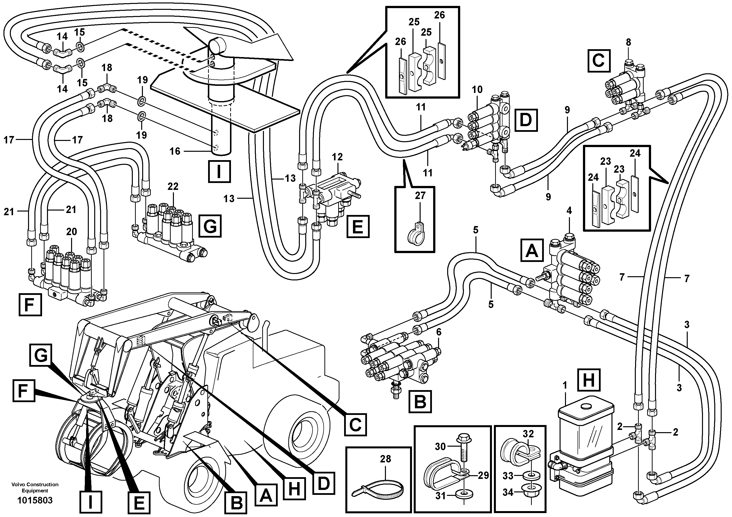 Схема запчастей Volvo L180E - 44077 Central lubrication, high lift version L180E HIGH-LIFT S/N 5004 - 7398