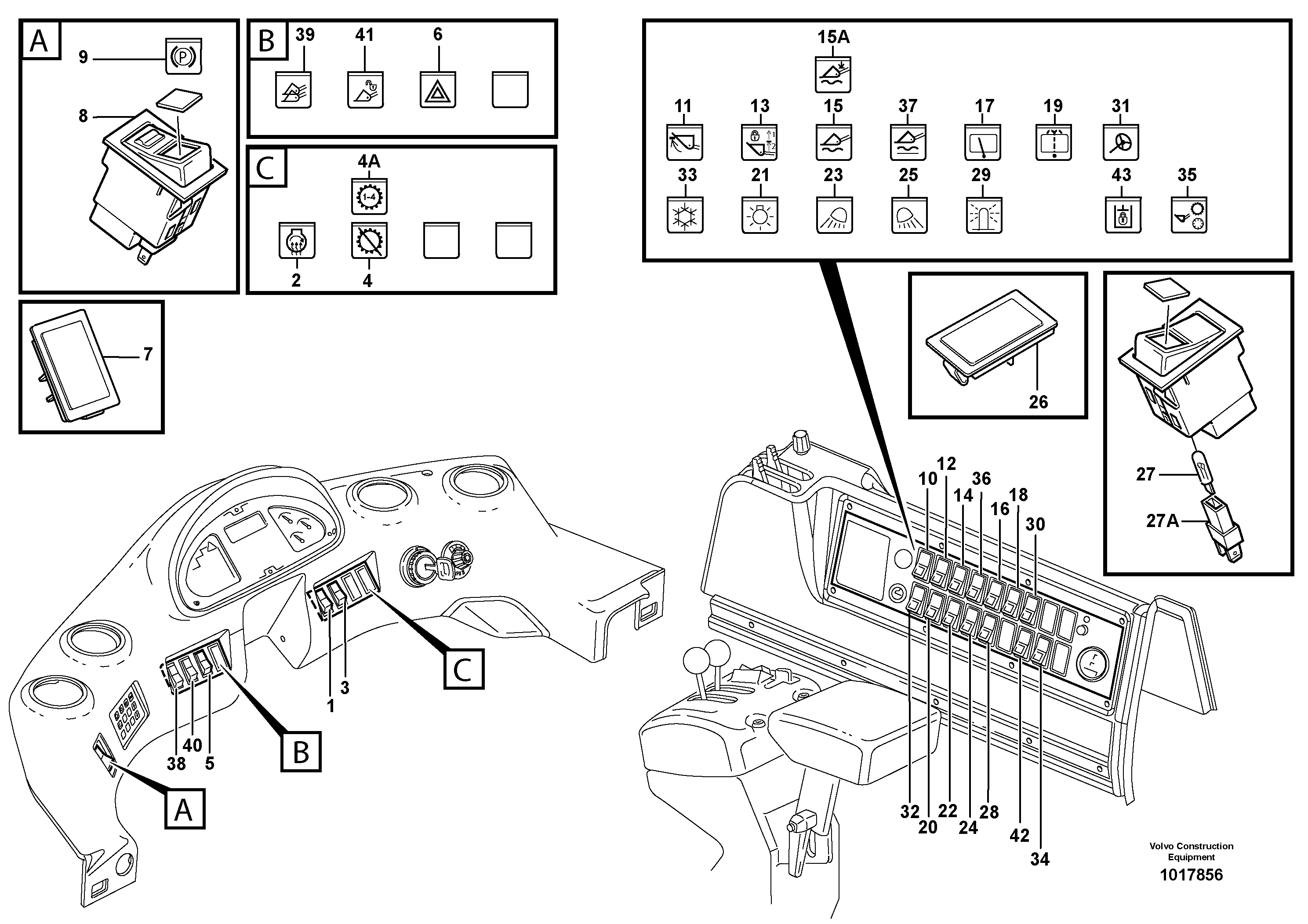 Схема запчастей Volvo L180E - 59876 Переключатель L180E S/N 5004 - 7398 S/N 62501 - 62543 USA
