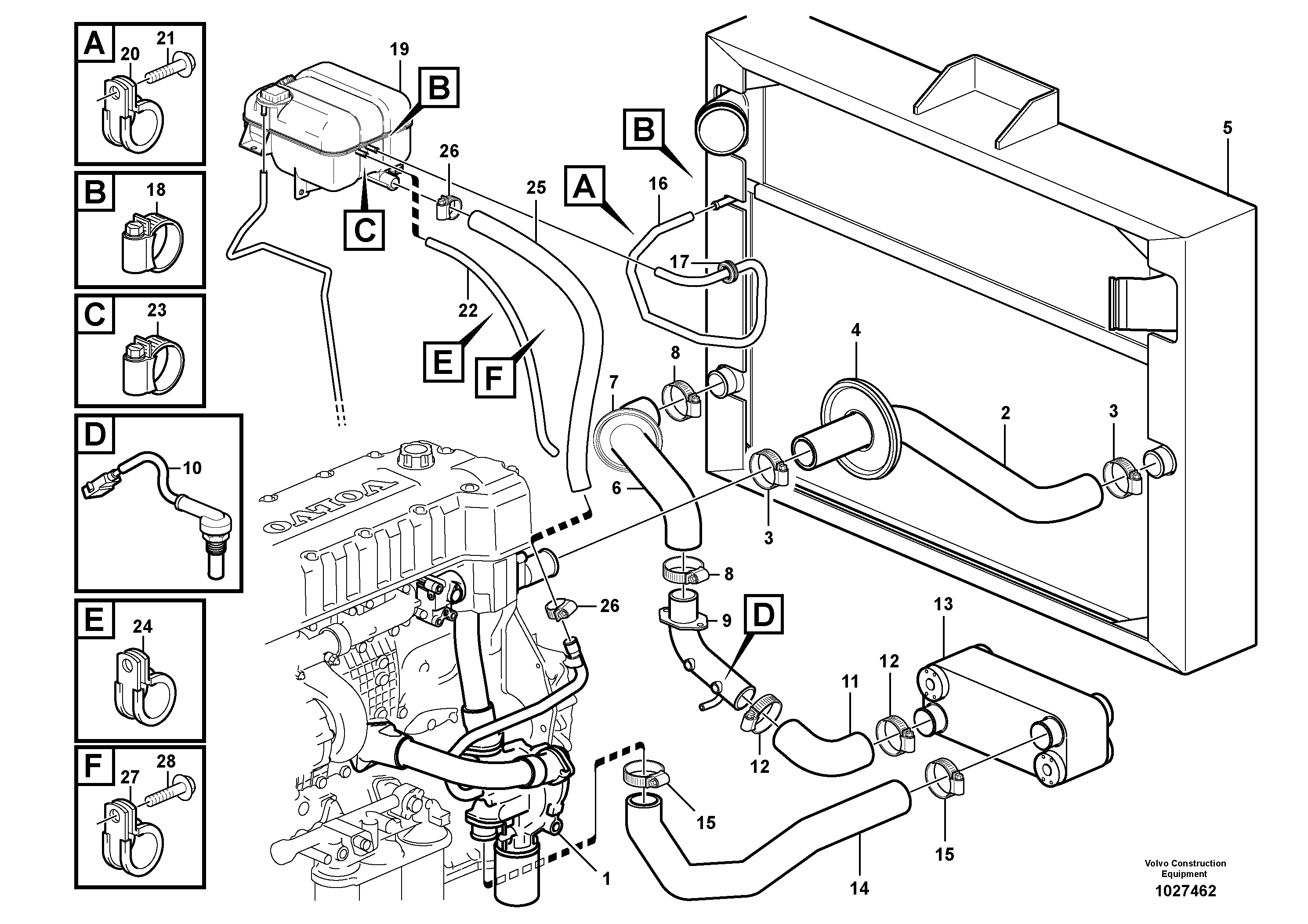 Схема запчастей Volvo L180E - 84219 Система охлаждения L180E S/N 8002 - 9407