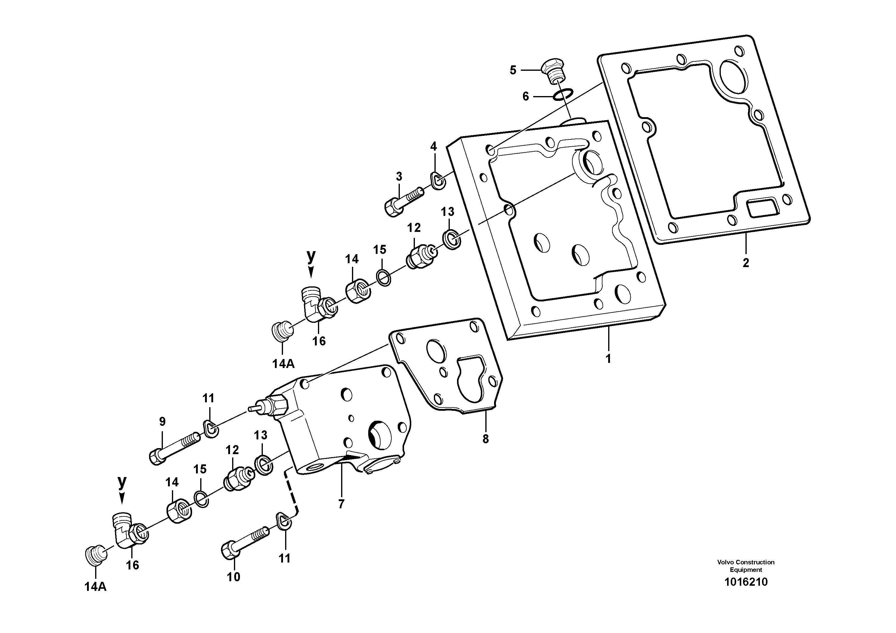 Схема запчастей Volvo L180E - 11664 Lubricating oil valve with fitting parts L180E S/N 5004 - 7398 S/N 62501 - 62543 USA