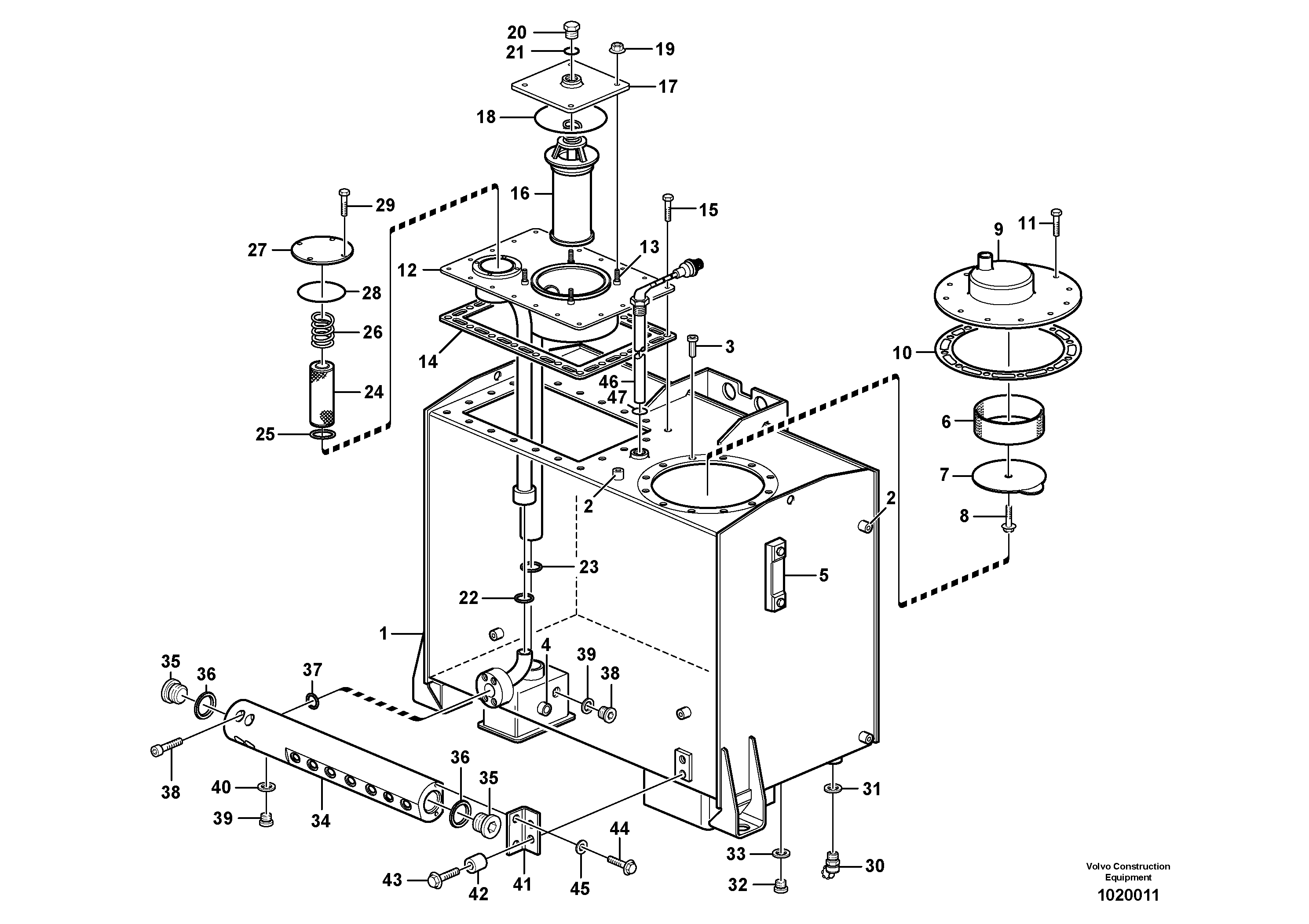 Схема запчастей Volvo L180E - 17419 Гидробак L180E S/N 8002 - 9407