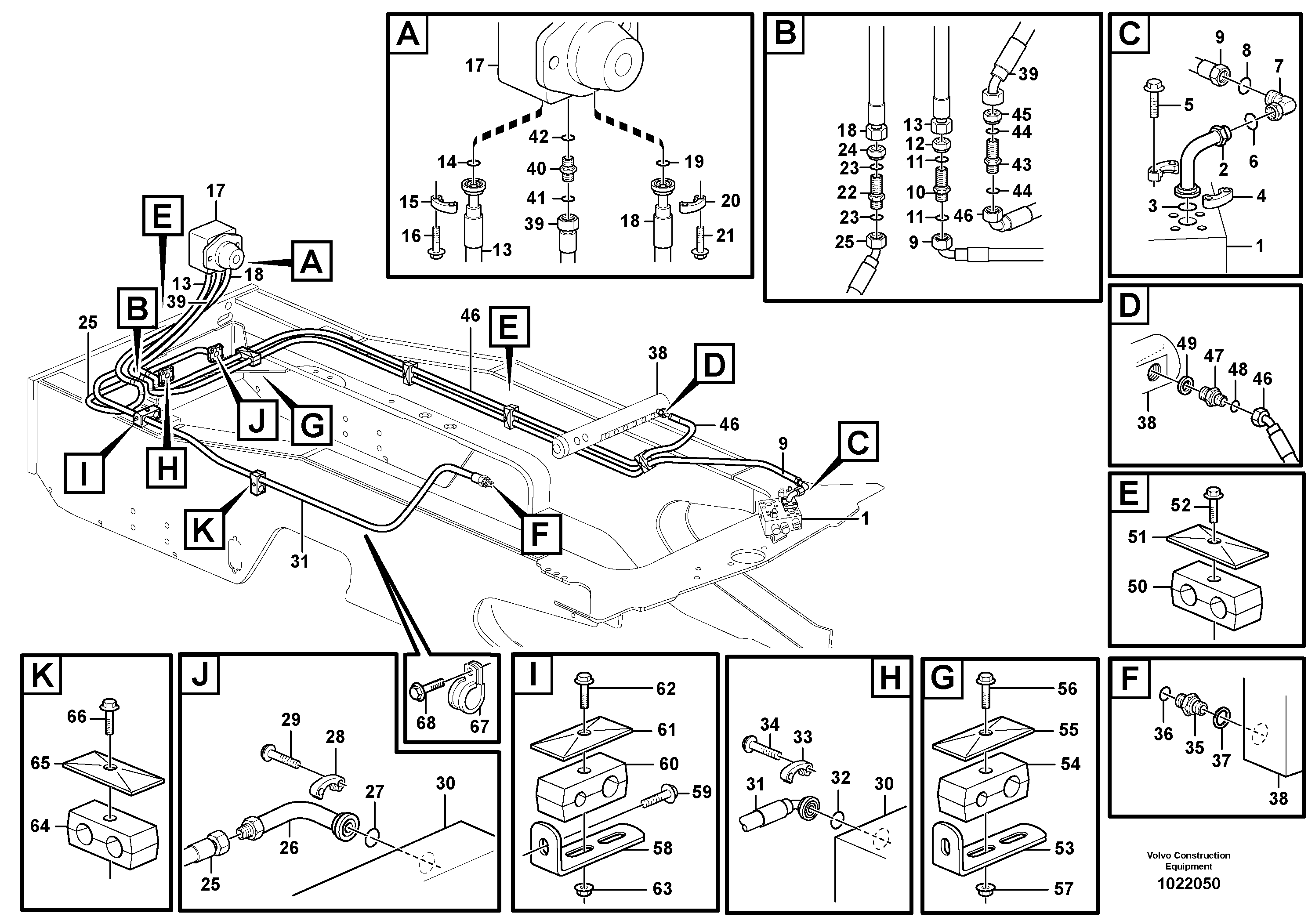 Схема запчастей Volvo L180E - 55663 Hoses to fan drive L180E S/N 8002 - 9407