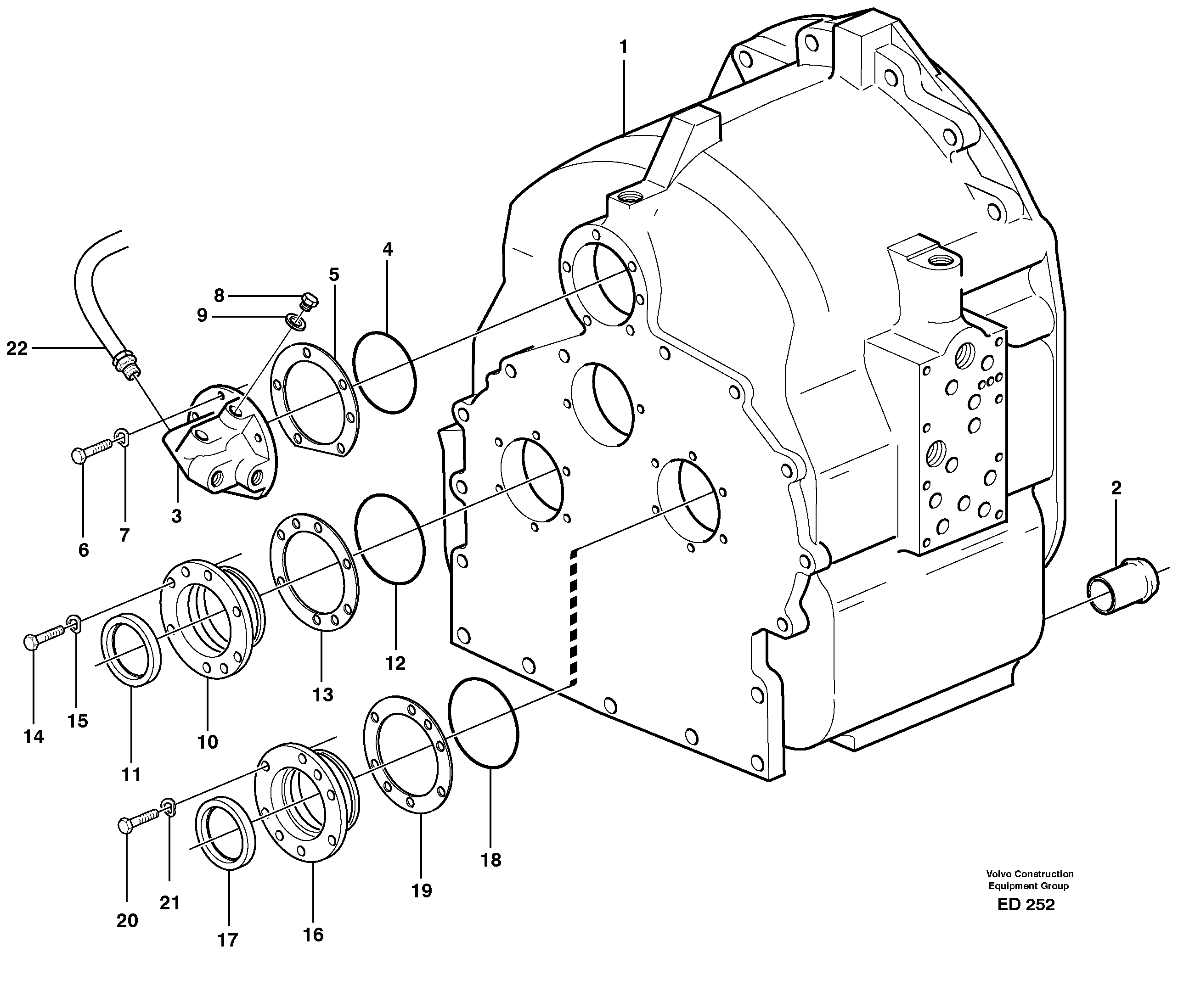 Схема запчастей Volvo L90D - 34690 Clutch housing with fitting parts L90D