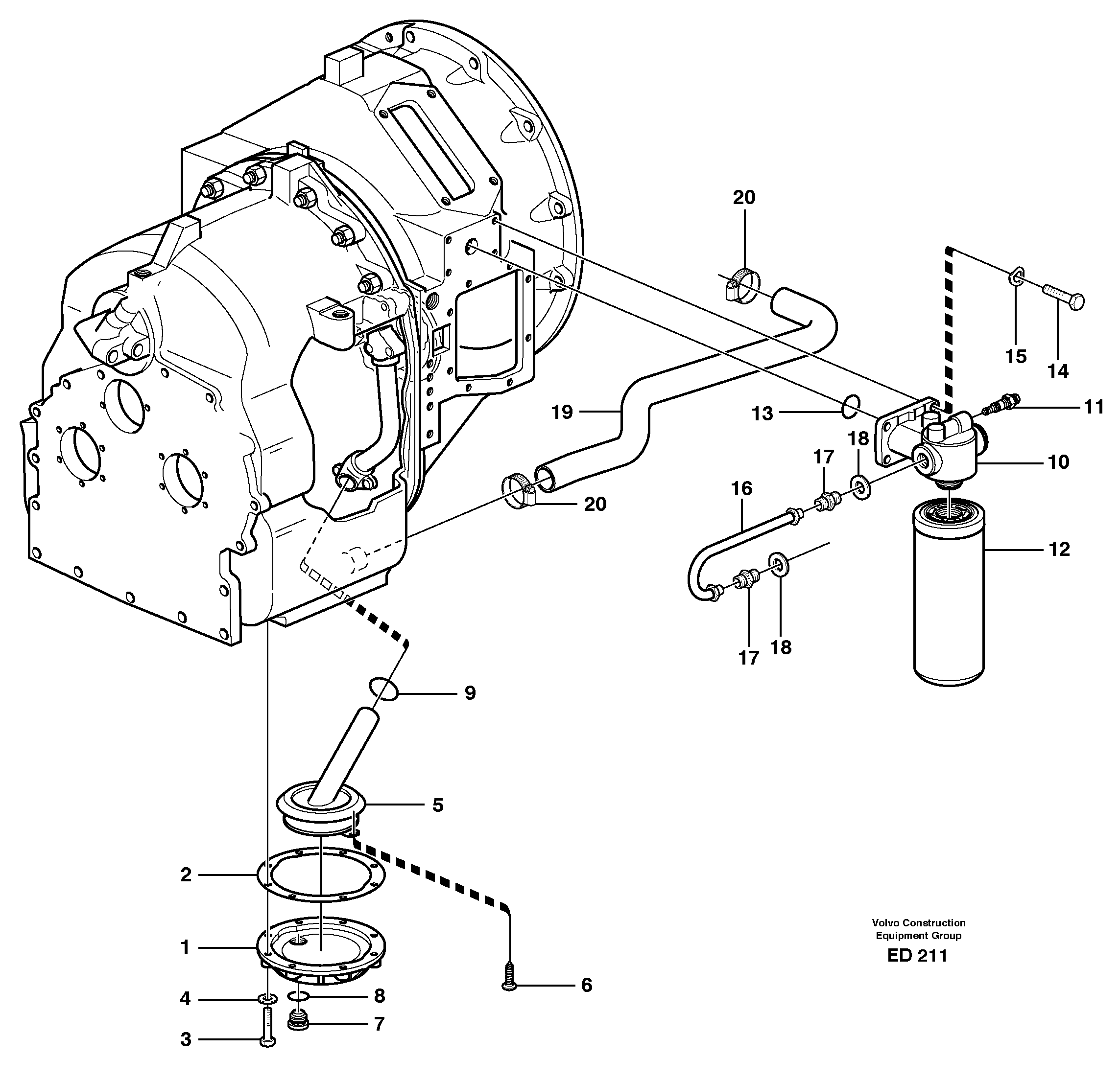 Схема запчастей Volvo L90D - 84986 Oil reservoir, strainer and filter L90D