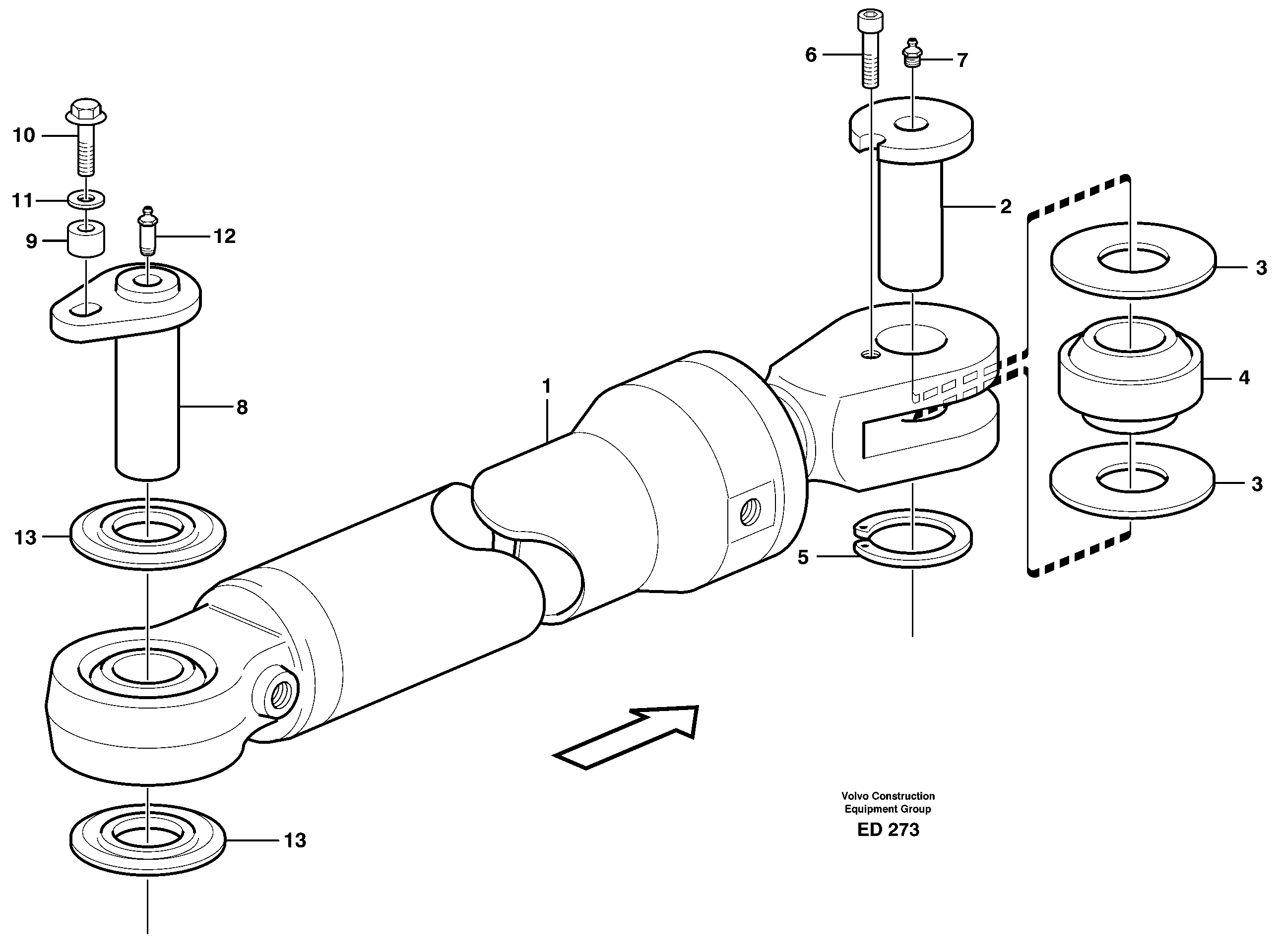 Схема запчастей Volvo L90D - 598 Hydraulic cylinder with fitting parts L90D