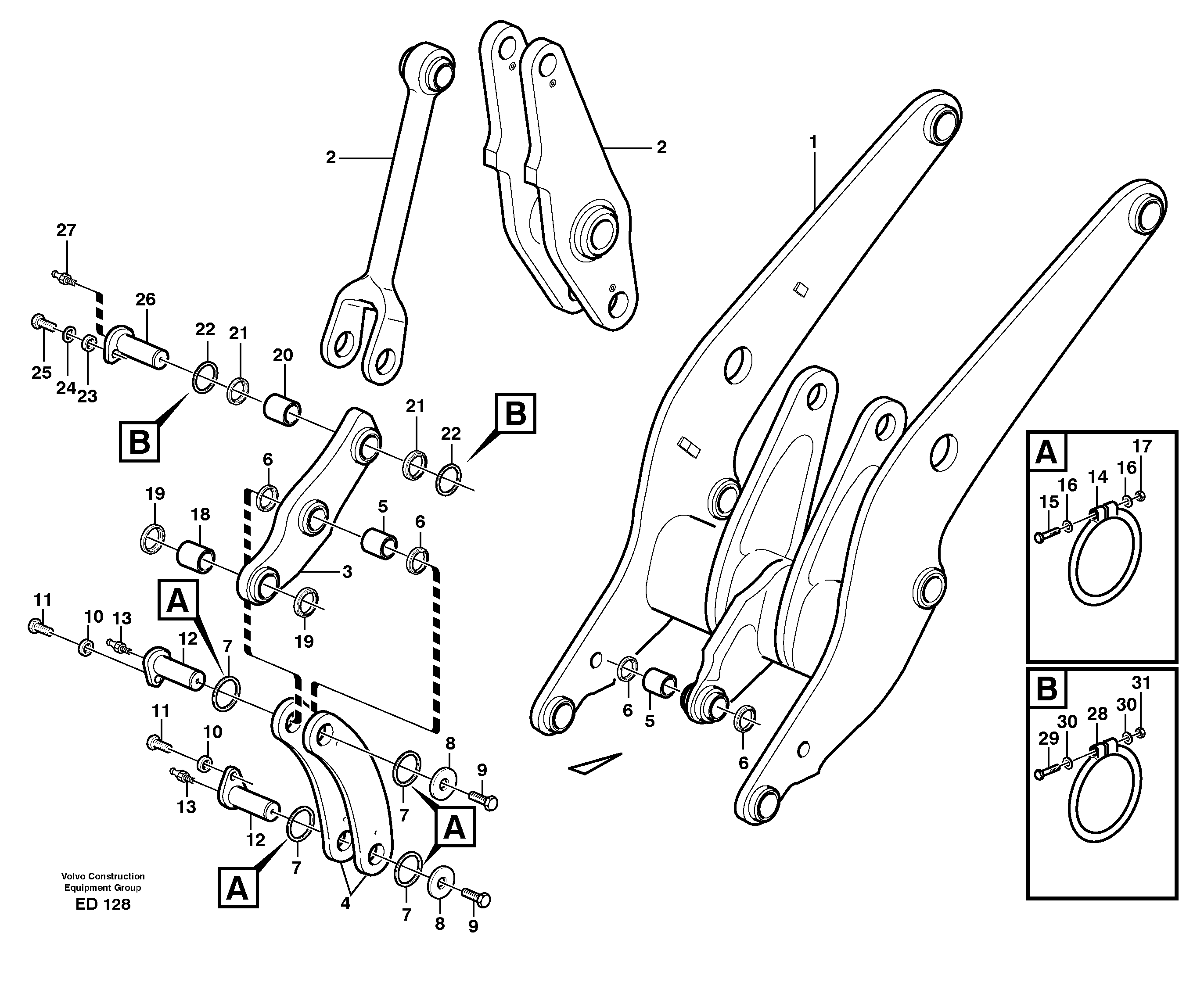 Схема запчастей Volvo L90D - 43197 Forward links with fitting parts L90D