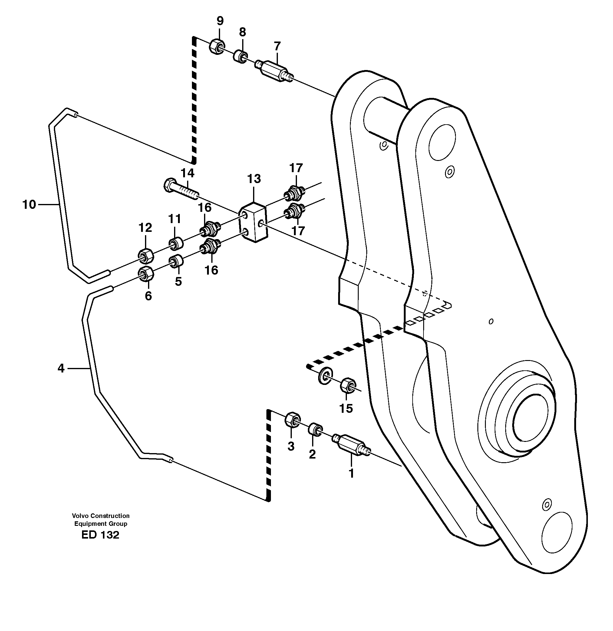 Схема запчастей Volvo L90D - 90304 Extended lube points for lift arm system L90D