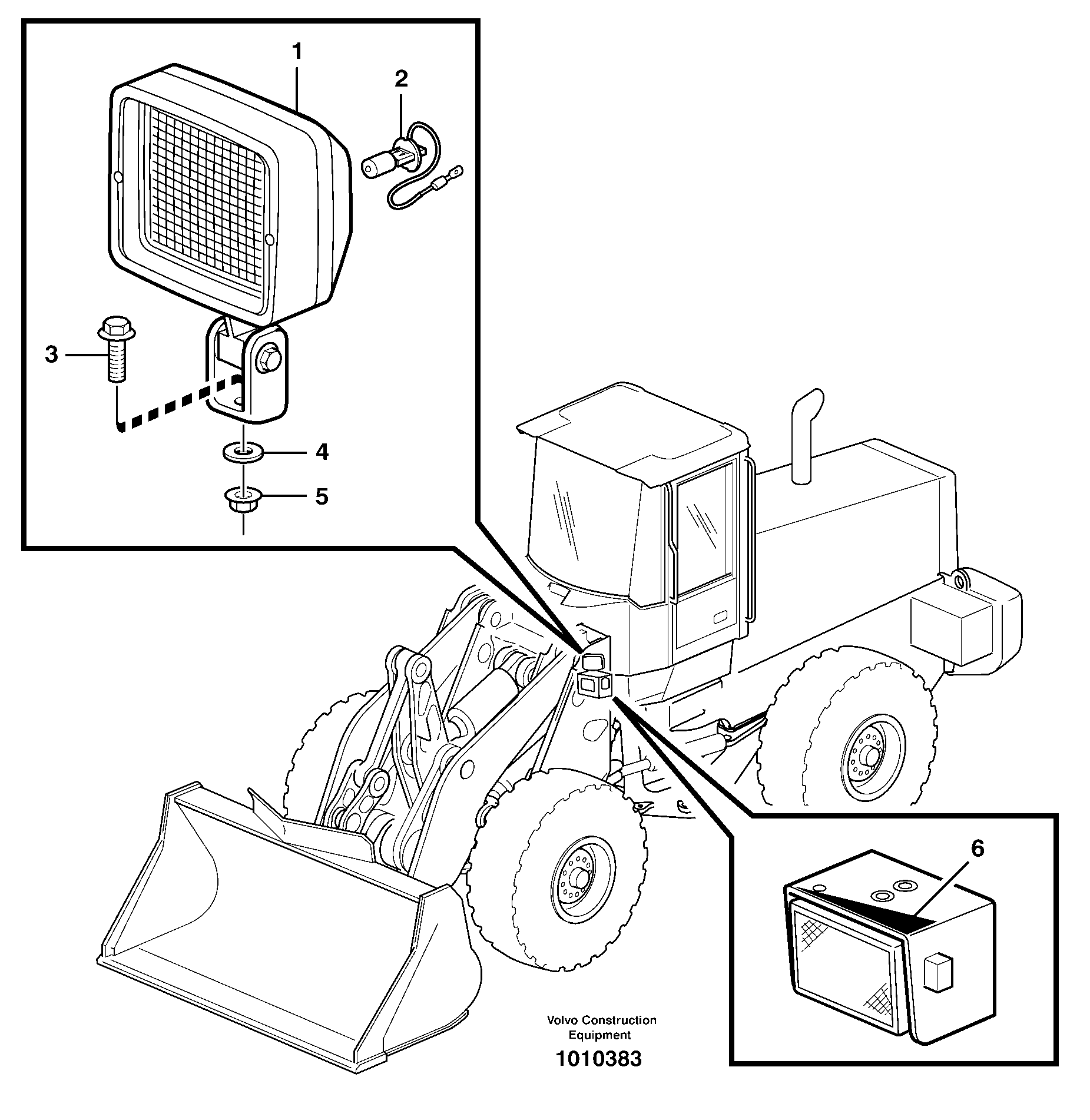 Схема запчастей Volvo L90D - 27720 Work lights, front L90D