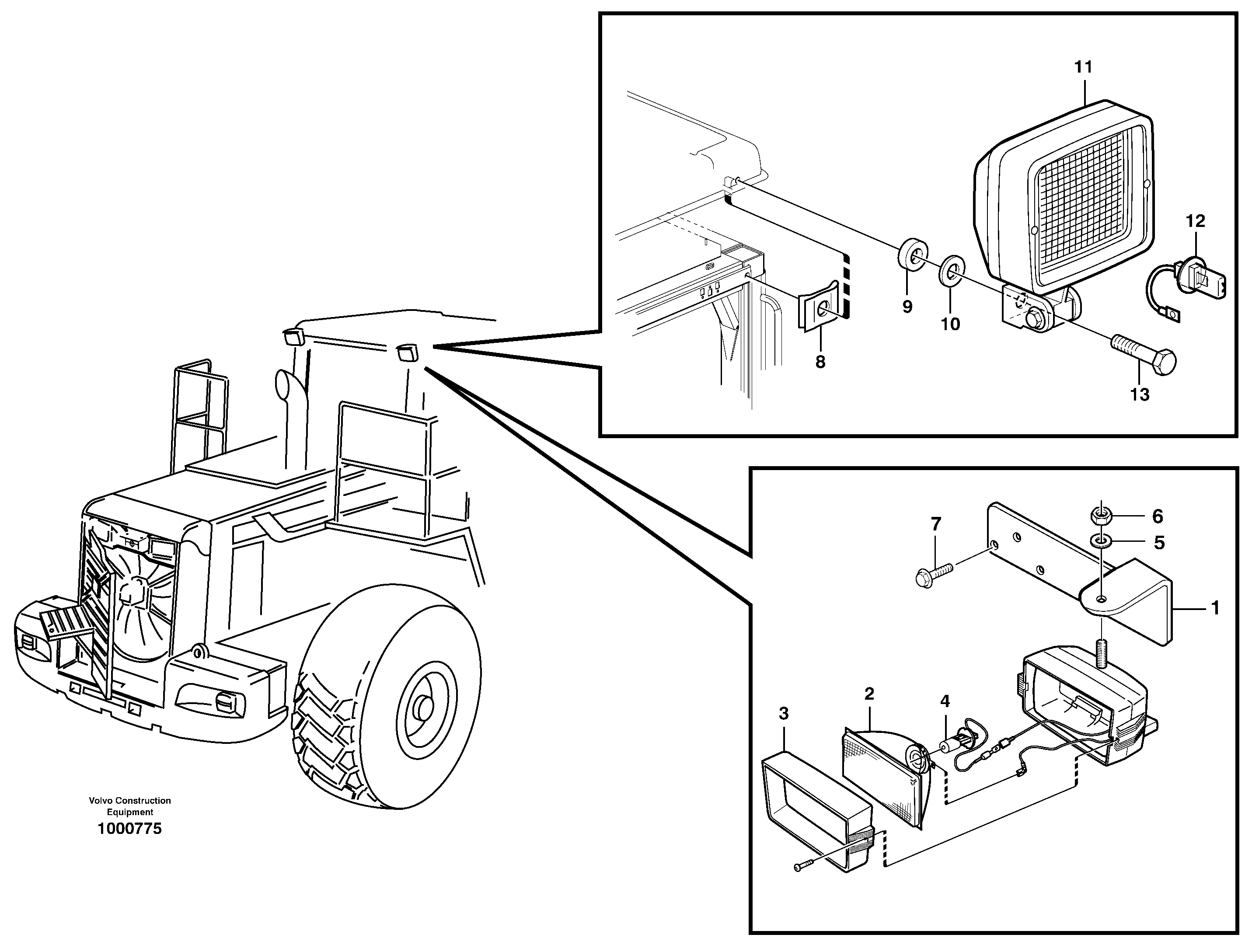 Схема запчастей Volvo L90D - 35380 Work lights, rear L90D