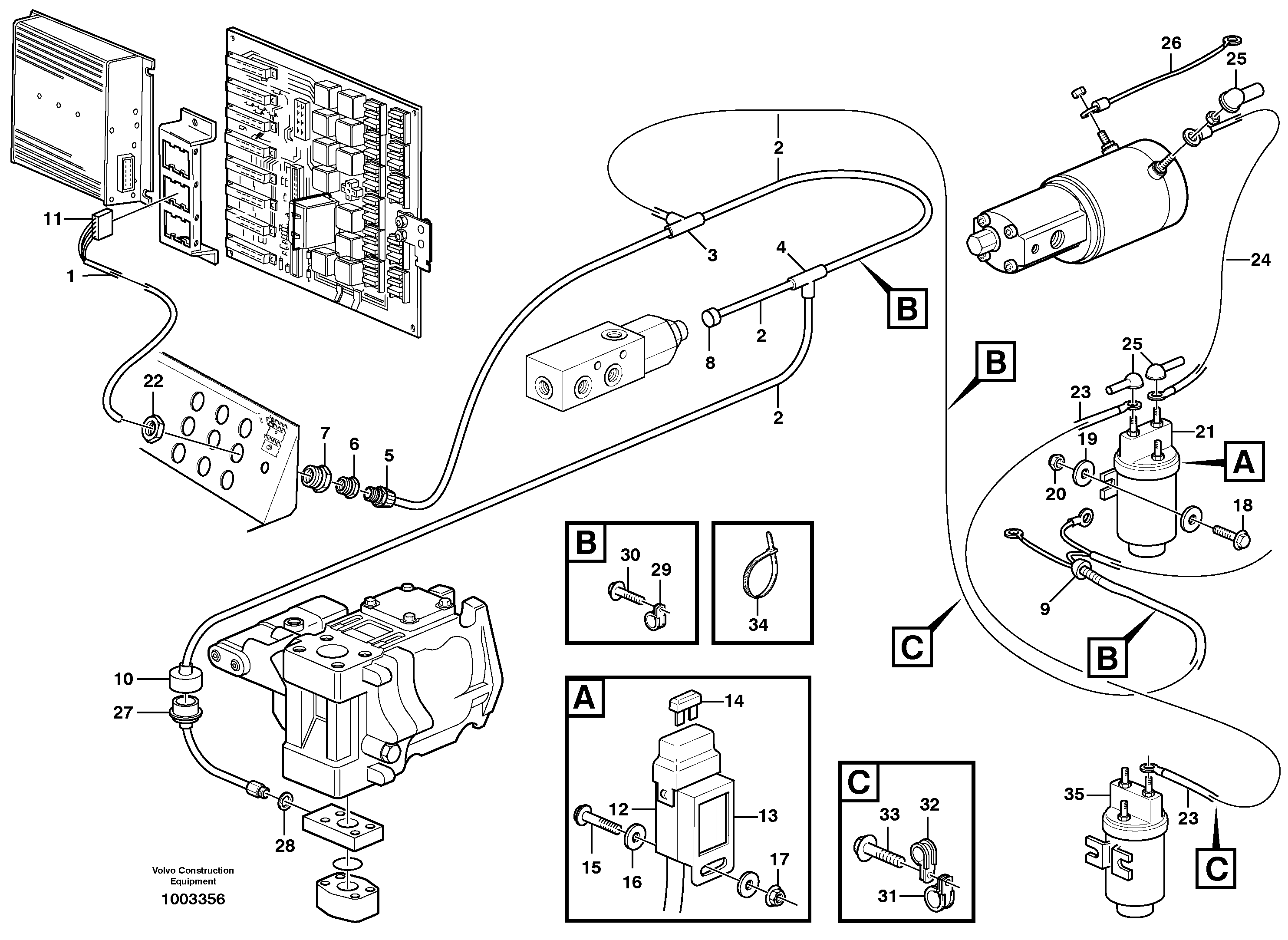 Схема запчастей Volvo L90D - 103471 Cable harness, secondary steering system L90D