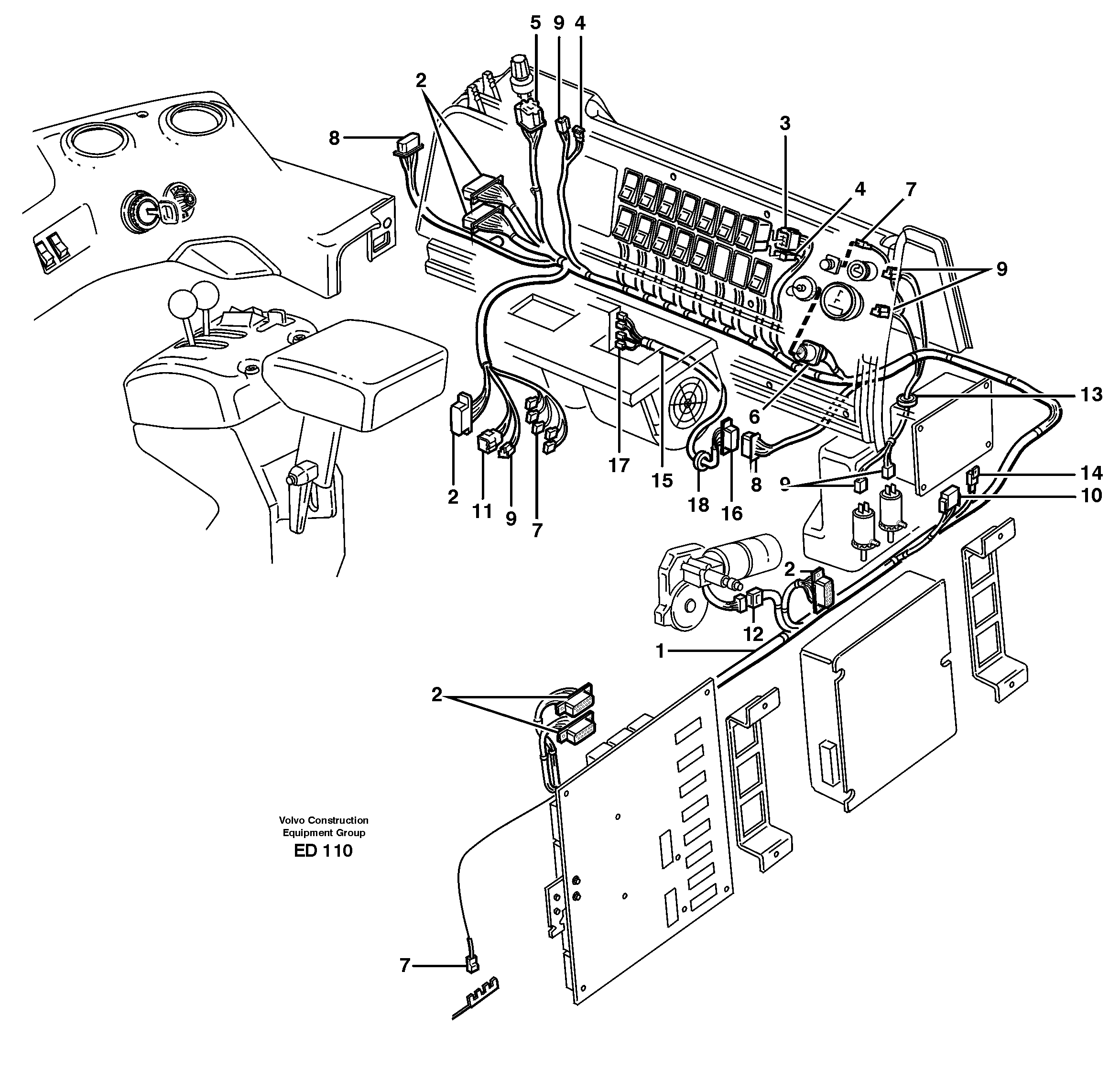 Схема запчастей Volvo L90D - 60560 Cable harnesses, cab L90D