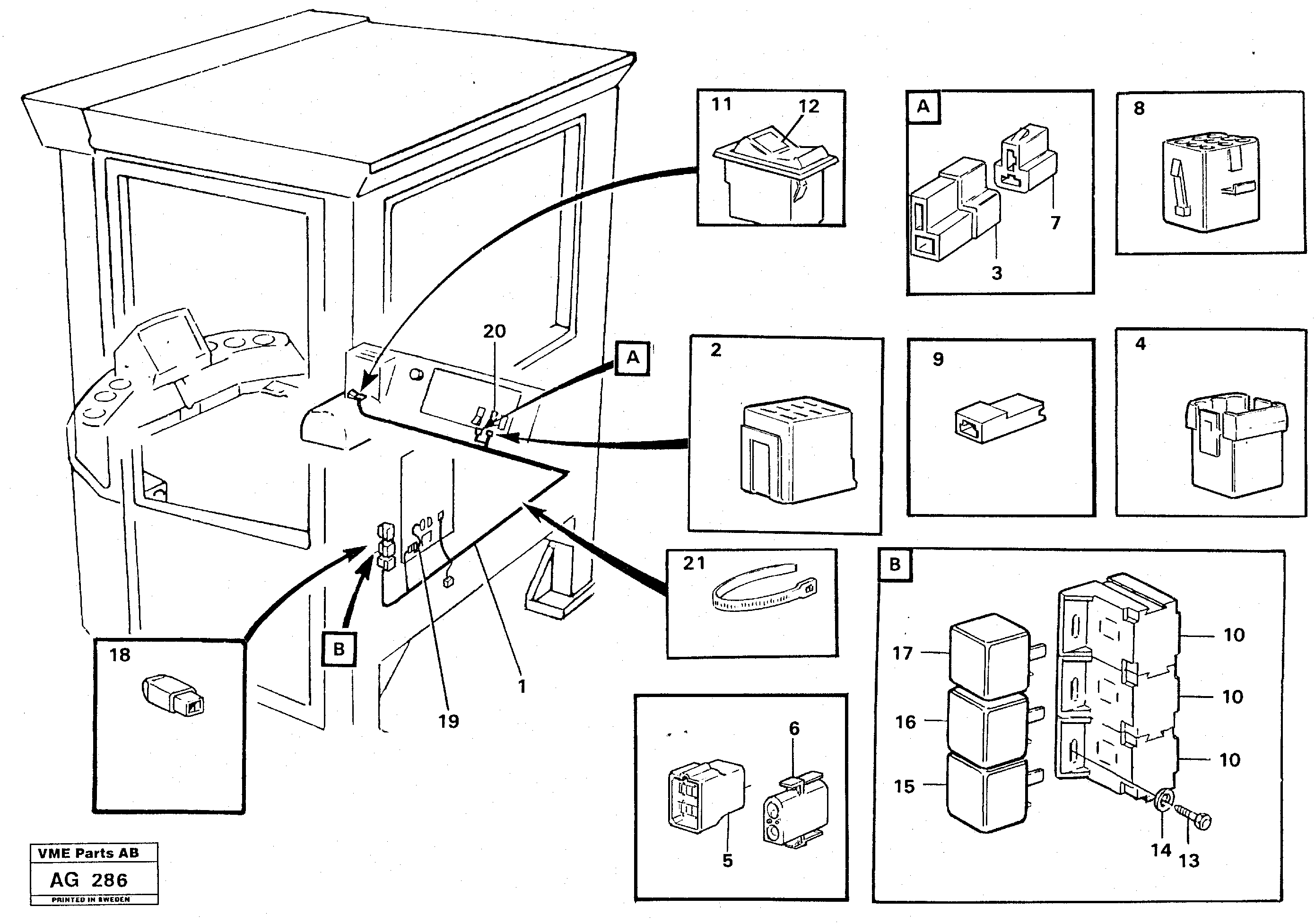 Схема запчастей Volvo L50C - 47541 Electrical system: Forward/reverse switch L50B/L50C VOLVO BM VOLVO BM L50B/L50C SER NO - 10966