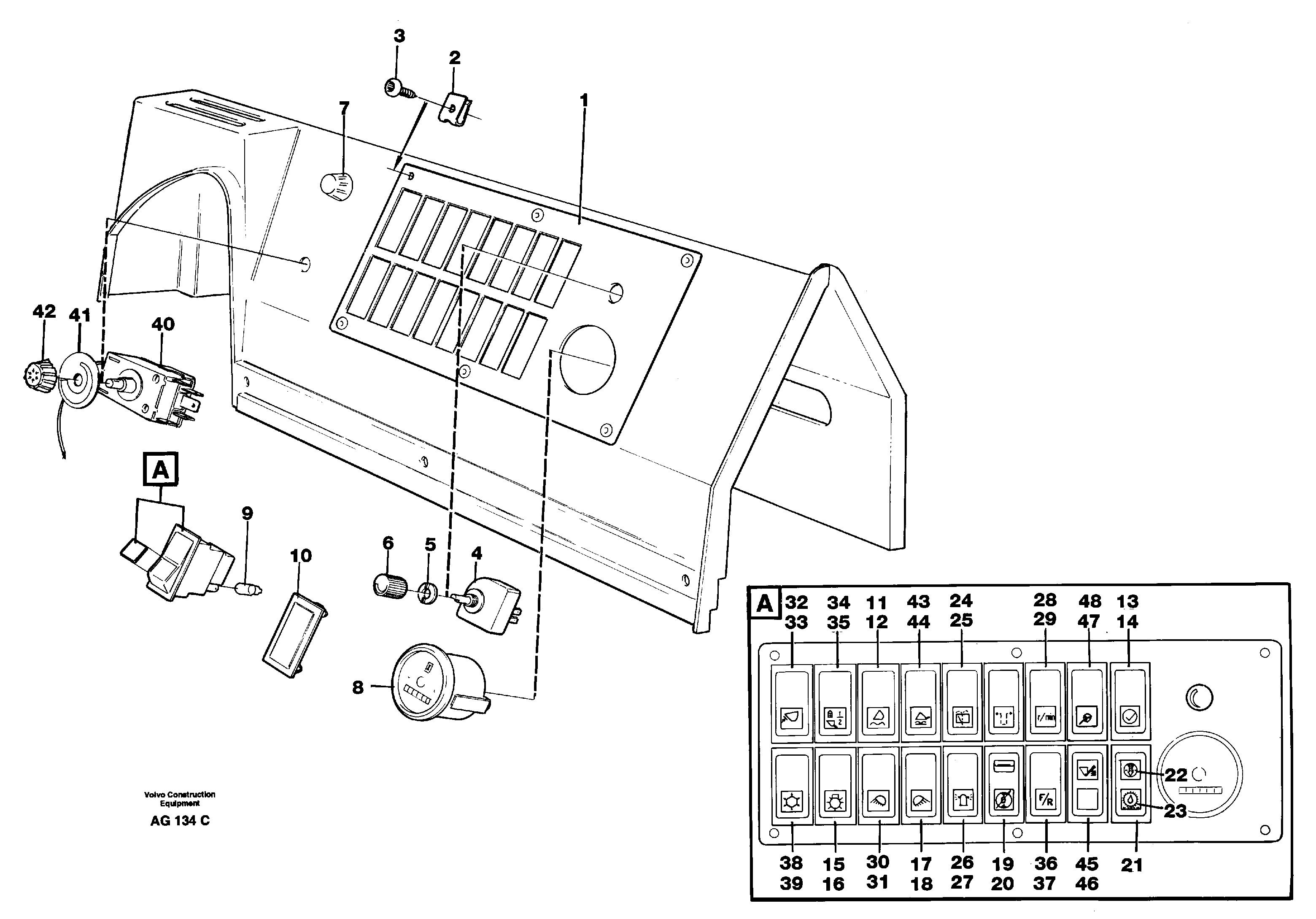 Схема запчастей Volvo L50C - 62113 Switch panel L50B/L50C VOLVO BM VOLVO BM L50B/L50C SER NO - 10966